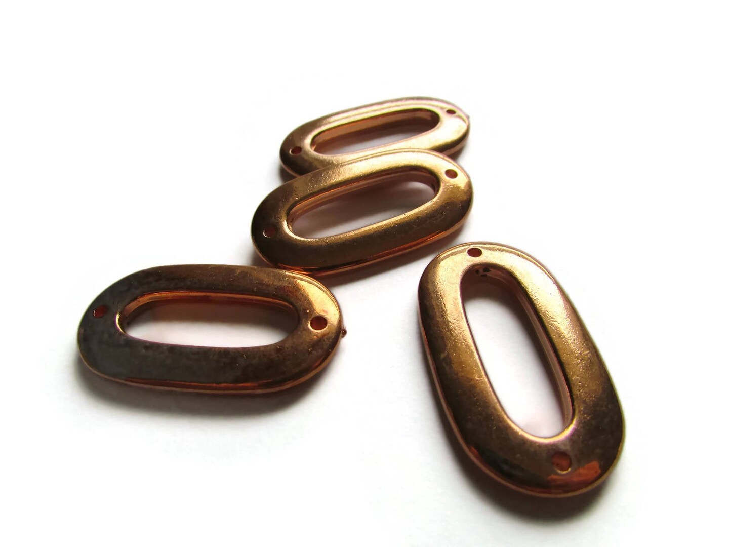 4 38mm Vintage Red Copper Beads Flat Oval Donut Copper Plated Plastic Beads
