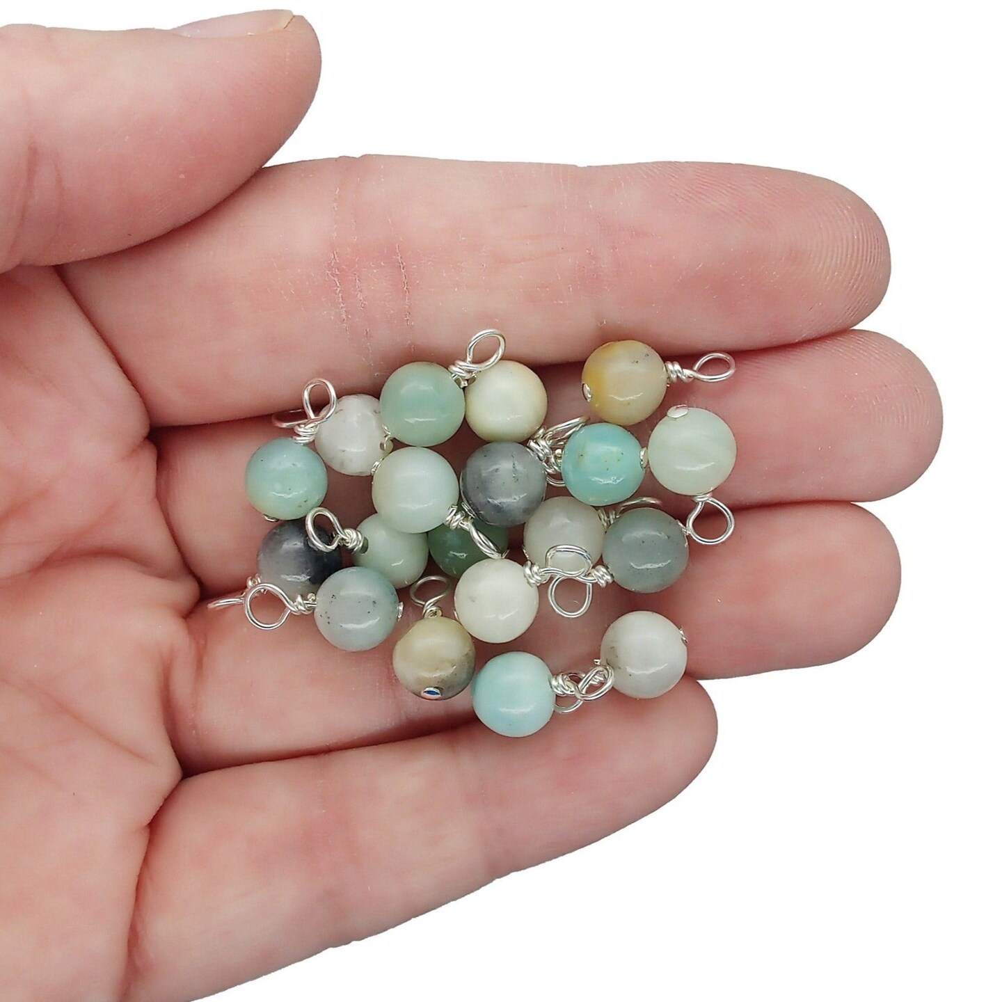 Amazonite 6mm Bead Dangles, Small Gemstone Charms, 10 pieces, Adorabilities