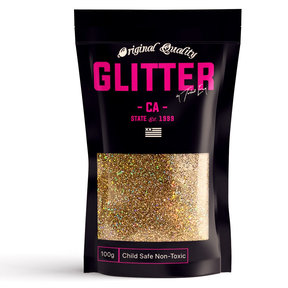Gold Holographic Premium Glitter Multi Purpose Dust Powder 100g / 3.5oz for use with Arts &#x26; Crafts Wine Glass Decoration Weddings Cards Flowers Cosmetic Face Body (PACKAGING MAY VARY)