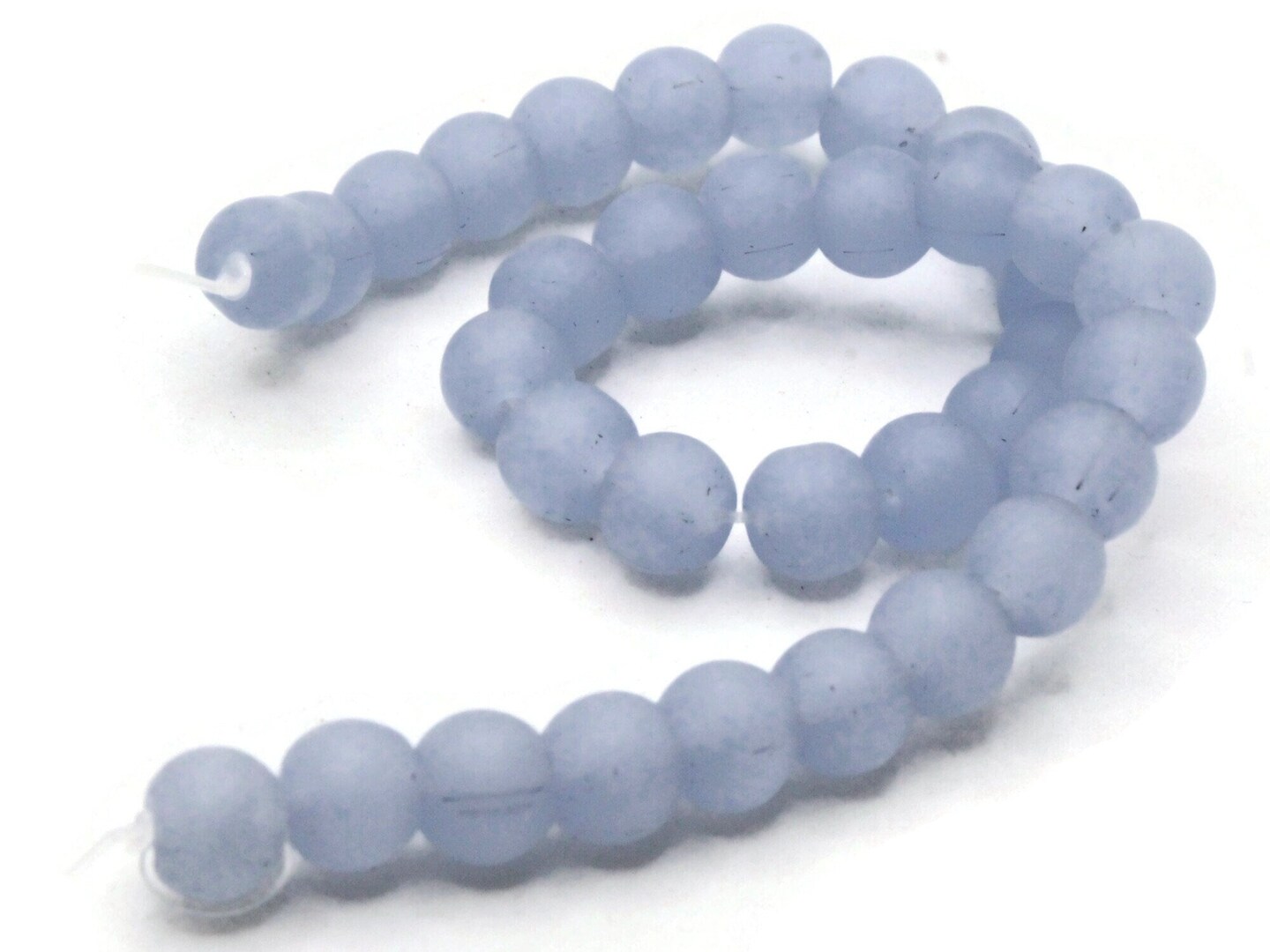 35 6.5mm Light Blue Frosted Glass Round Beads Glass Michaels