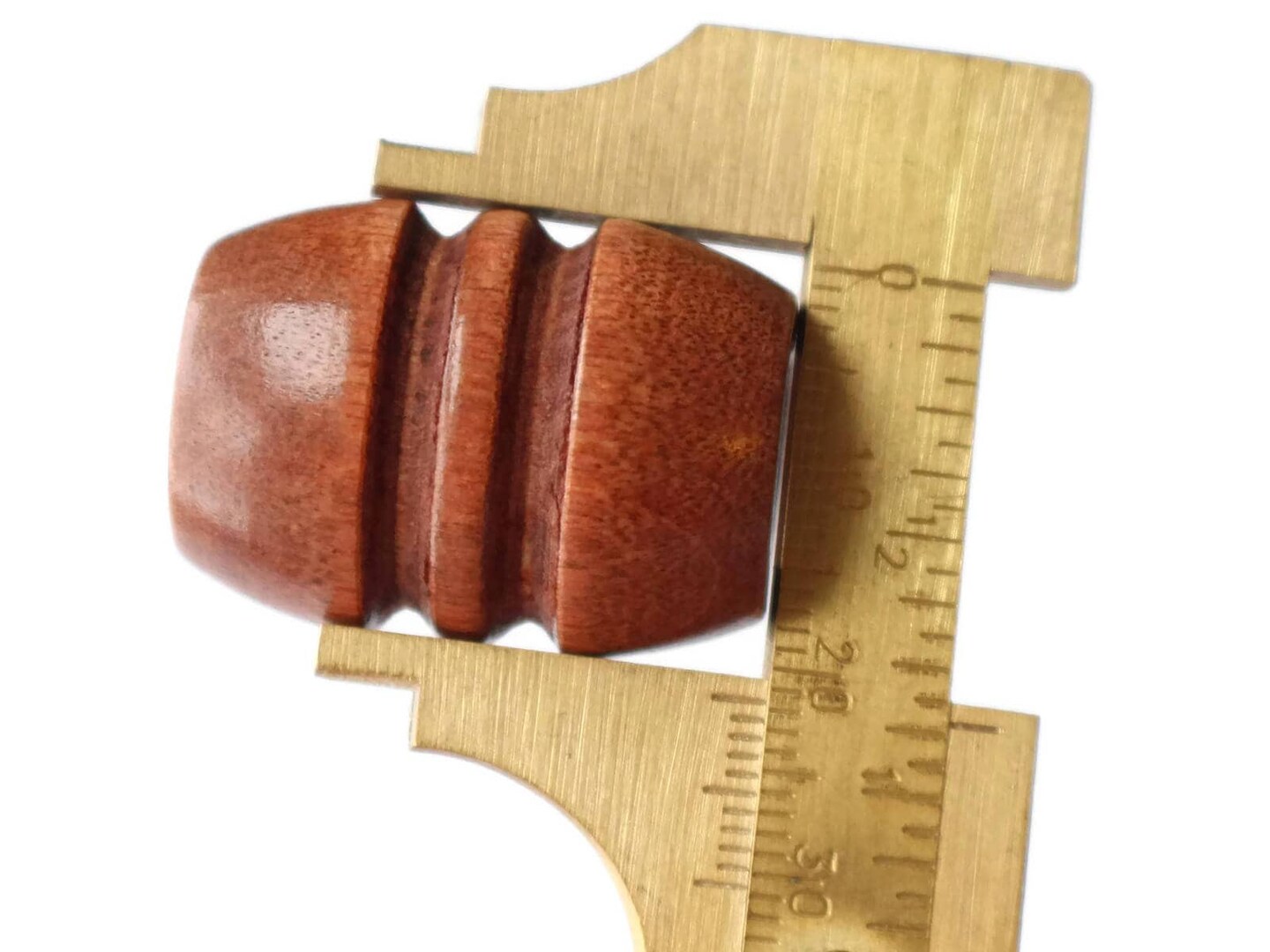 5 29mm Fluted Barrel Large Hole Medium Brown Wood Beads bA3