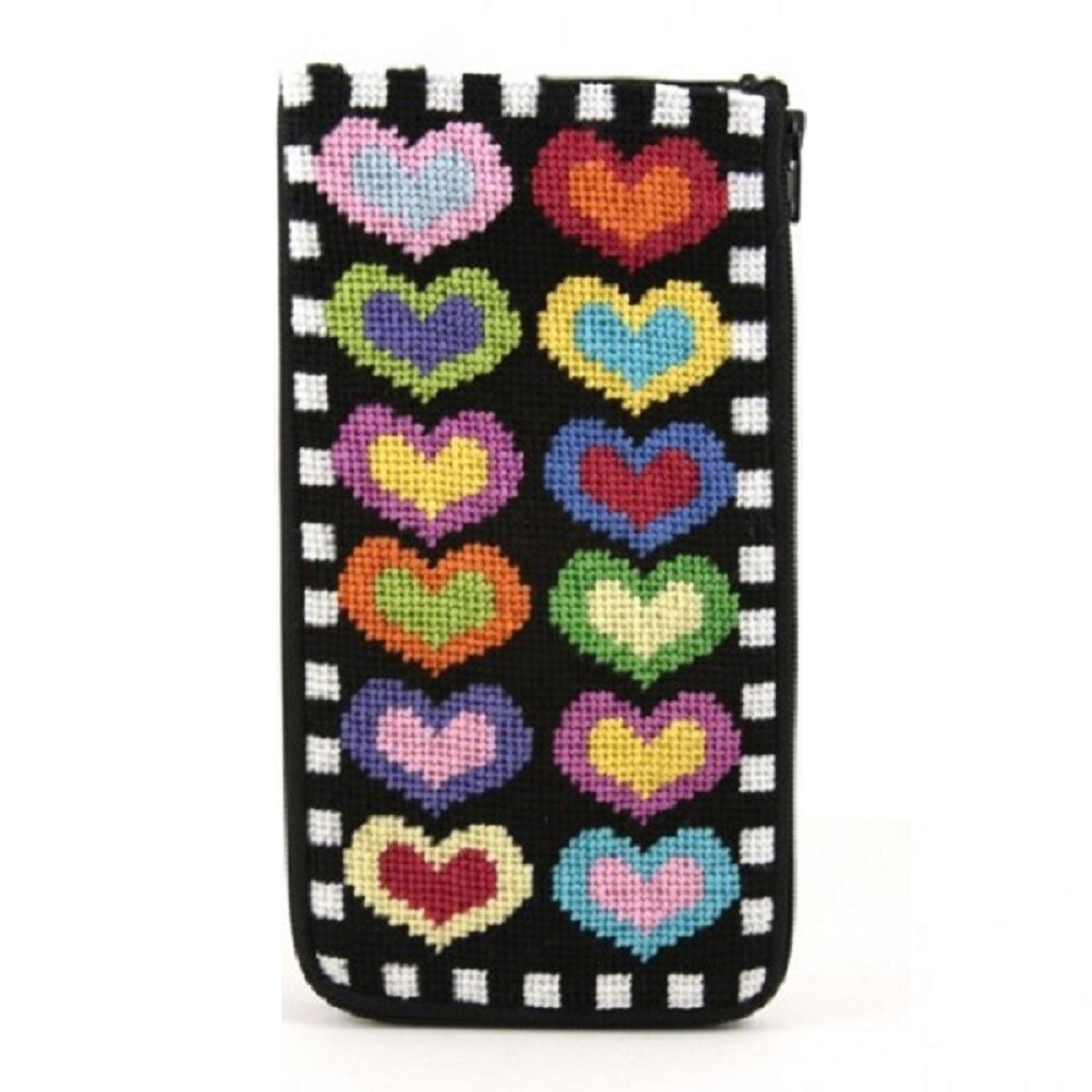 Eyeglass Case Hearts on Black Needlepoint Kit Michaels
