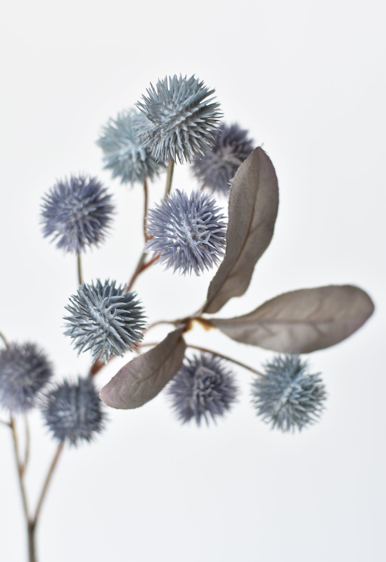 19&#x22; Faux Dusty Blue Globe Thistle Stem