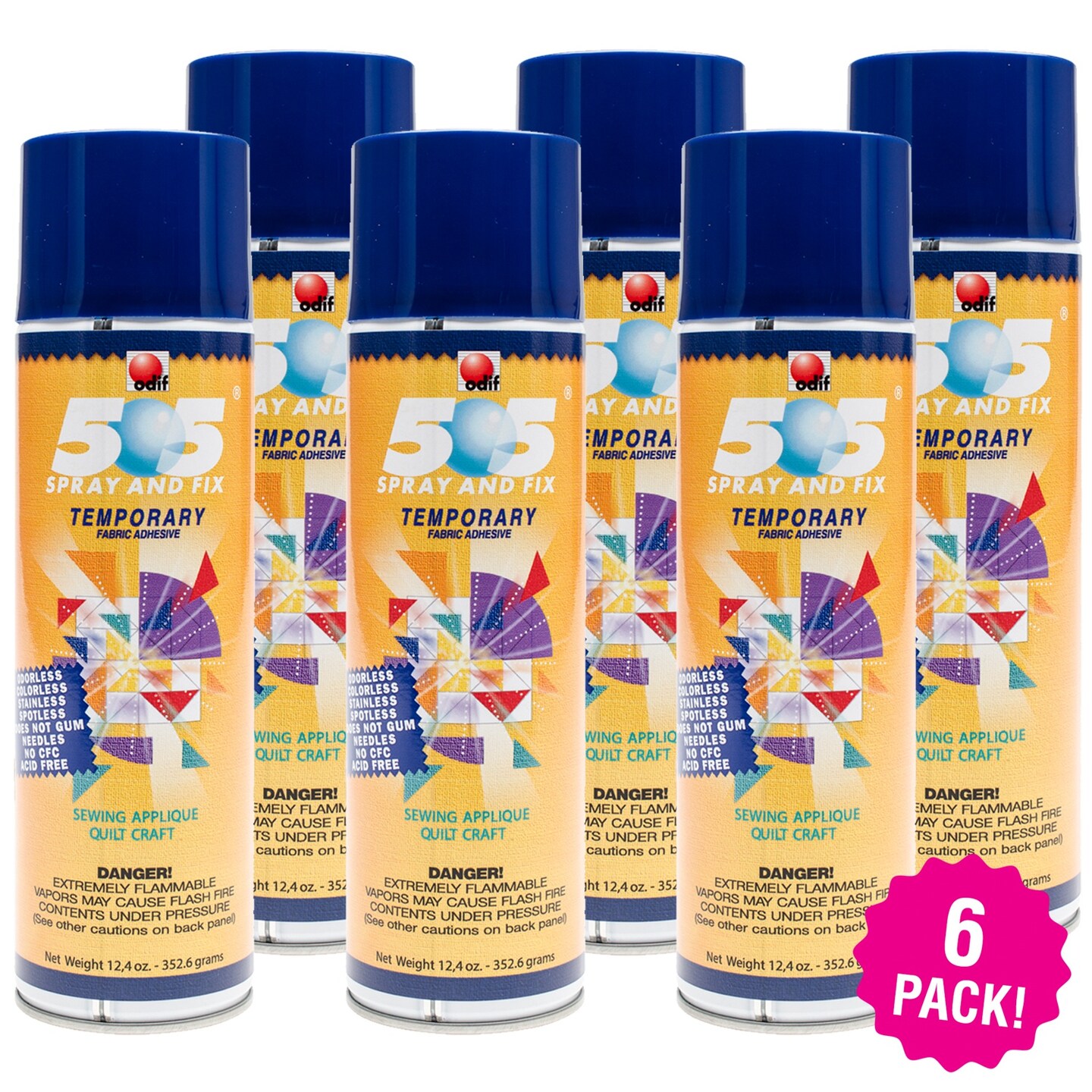 Multipack of 6 - Odif USA 505 Spray &#x26; Fix Temporary Fabric Adhesive-12.4oz