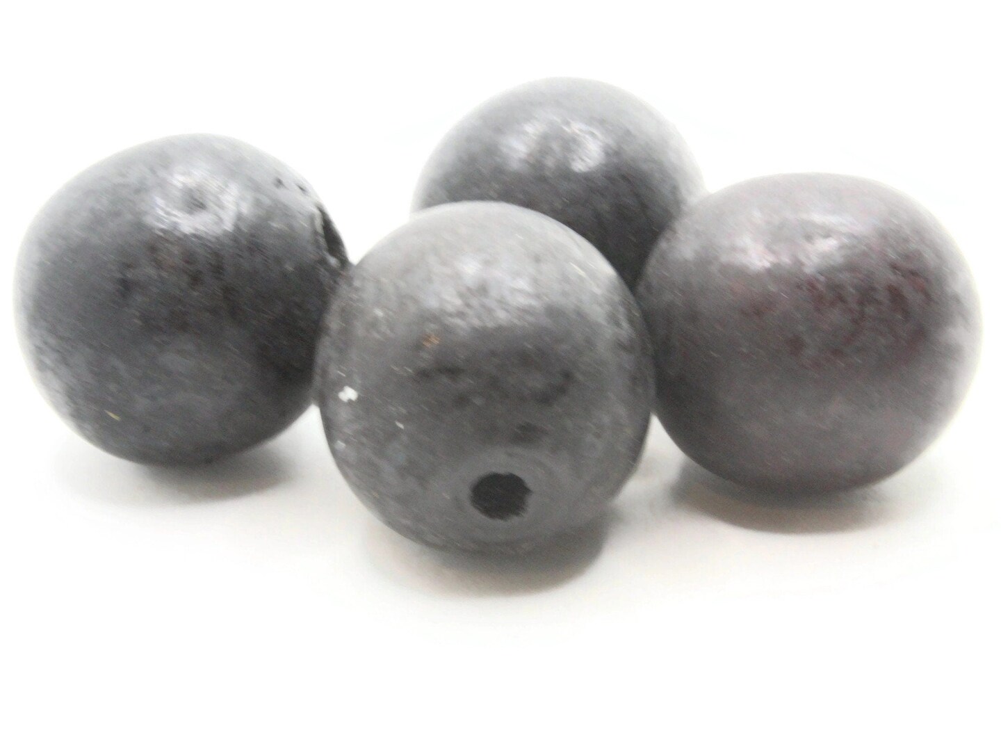 4 30mm Round Black Vintage Wood Beads