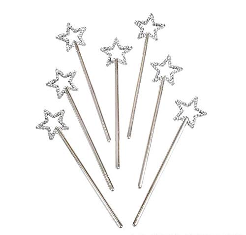 Rhode Island Novelty Mini Sequin Star Wands | Silver | Pack of 12