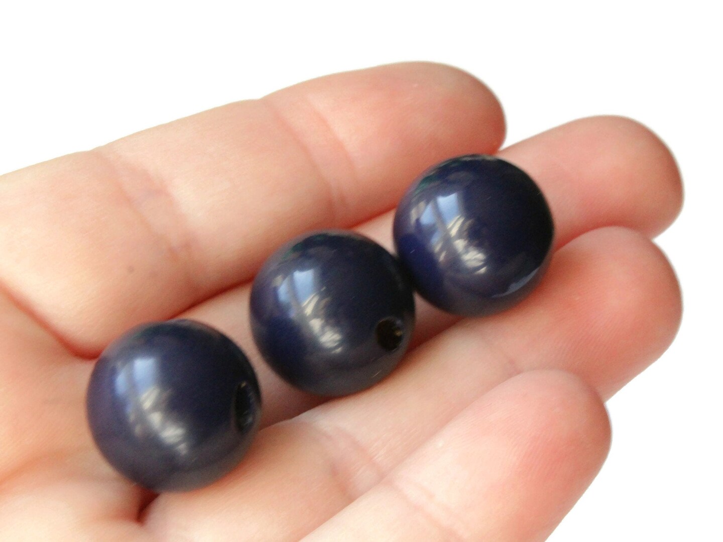 6 16mm 5/8 Inch Navy Blue Ball Buttons Vintage Lucite Round Buttons