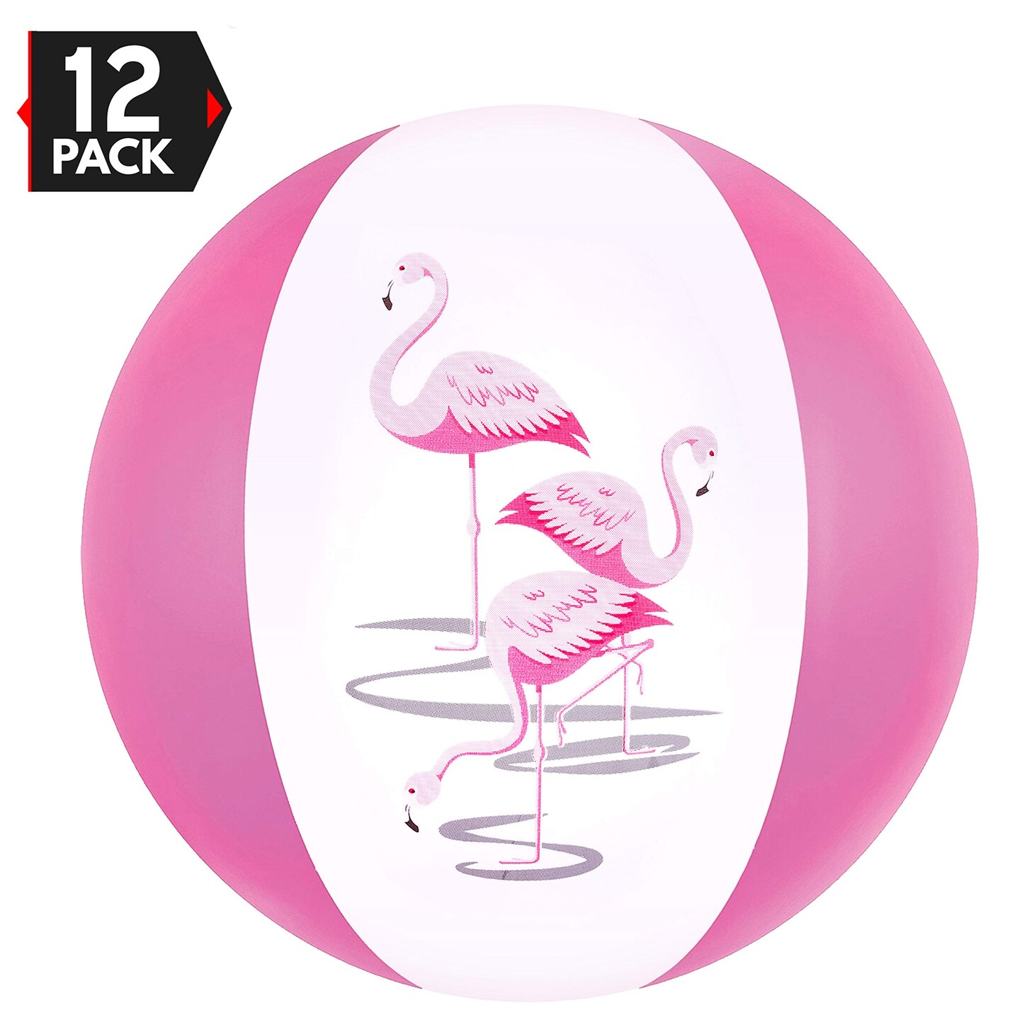 12&#x22; Pink Flamingo Party Pack Inflatable Beach Balls - Beach Pool Pink / Flamingo Themed Party Toys (12 Pack)