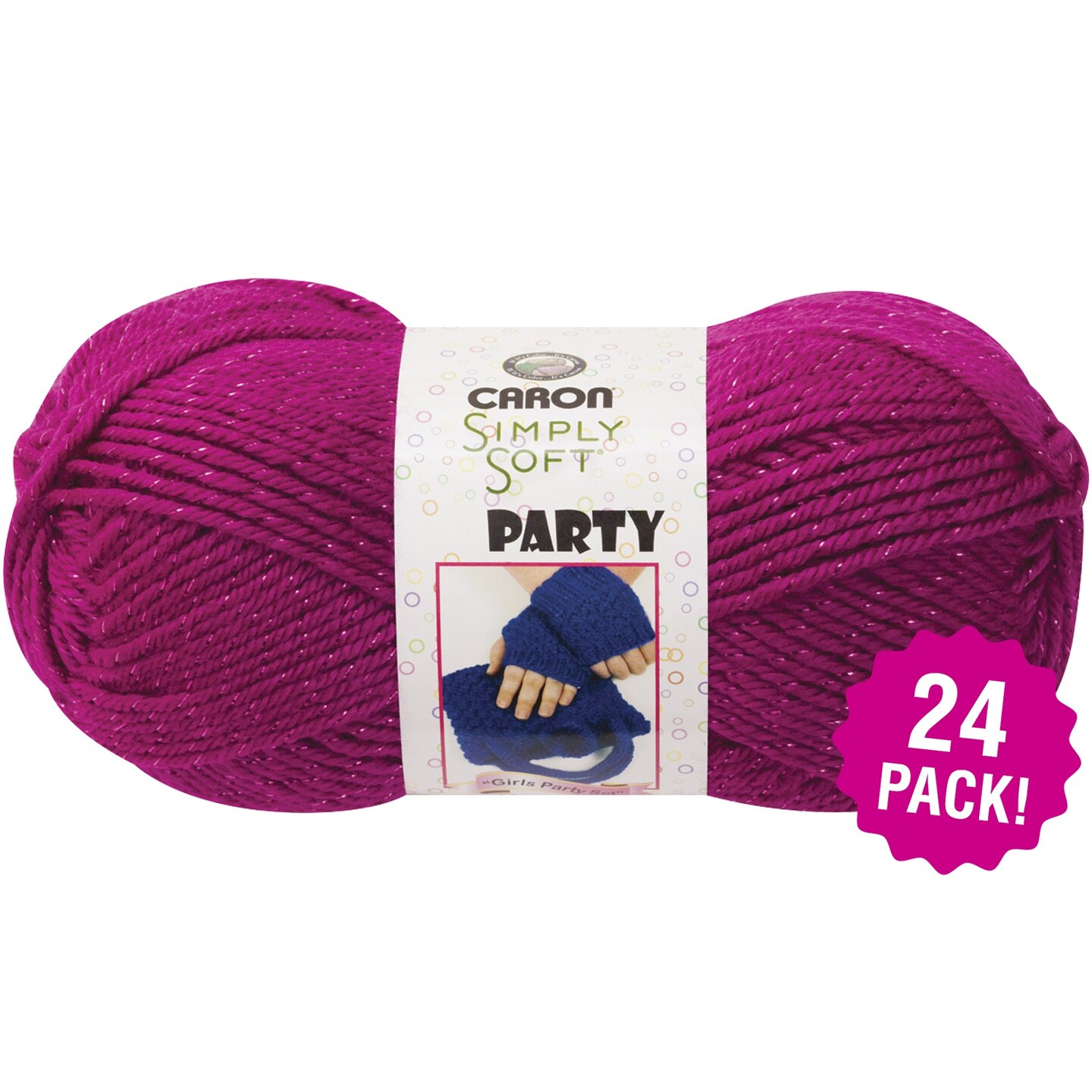 Multipack of 24 - Caron Simply Soft Party Yarn-Fuchsia Sparkle