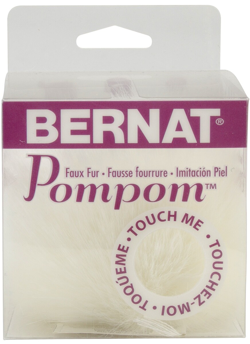 Multipack of 12 - Bernat Faux Fur Pompom 1/Pkg-White Rabbit