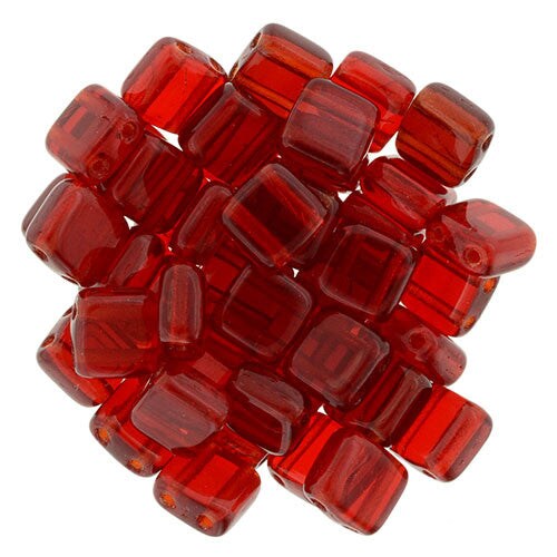 Czechmate 6mm Square Glass Czech Two Hole Tile Bead, Siam Ruby | Michaels