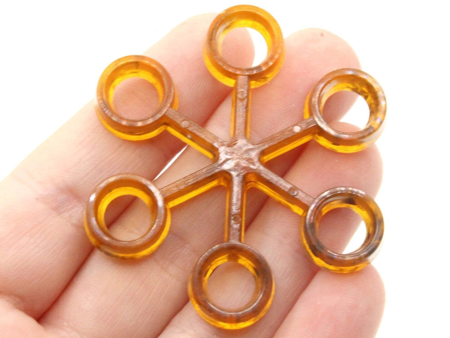 4 51mm Tortoise Shell Brown Vintage Plastic Flower Beads Large Hole Beads