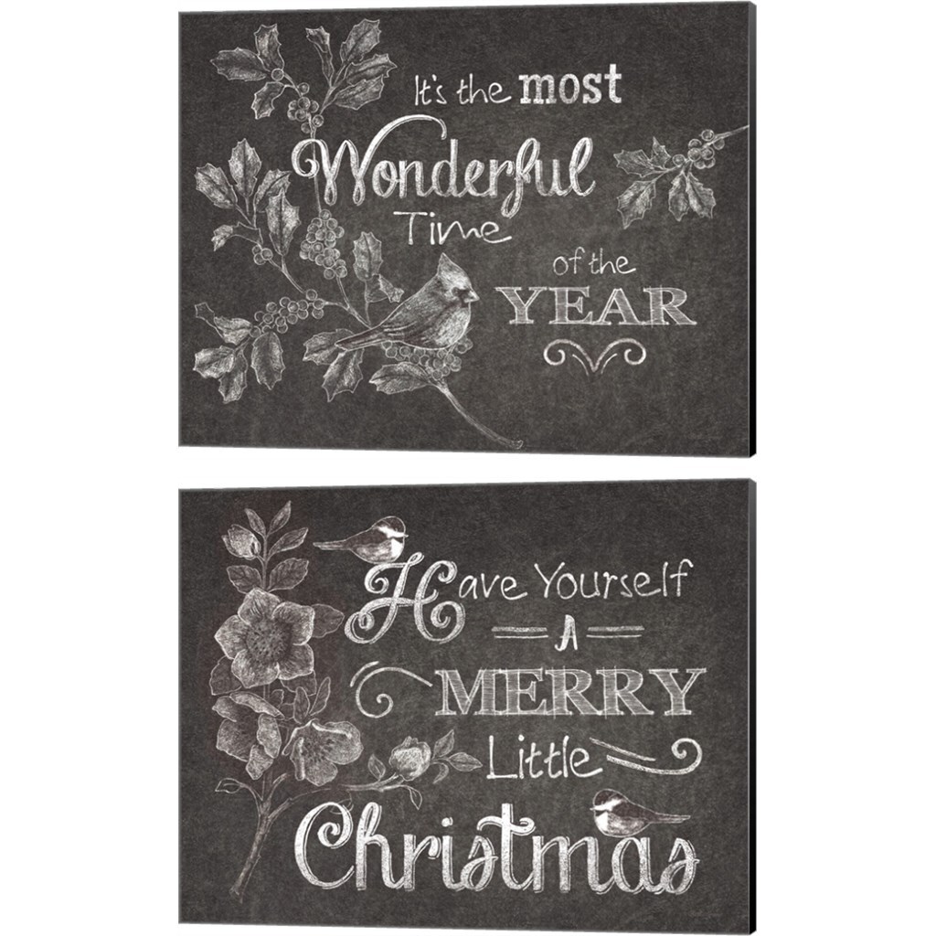 Chalkboard Christmas Sayings by Beth Grove 15&#x22; x 12&#x22; Canvas Wall Art (Set of 2)