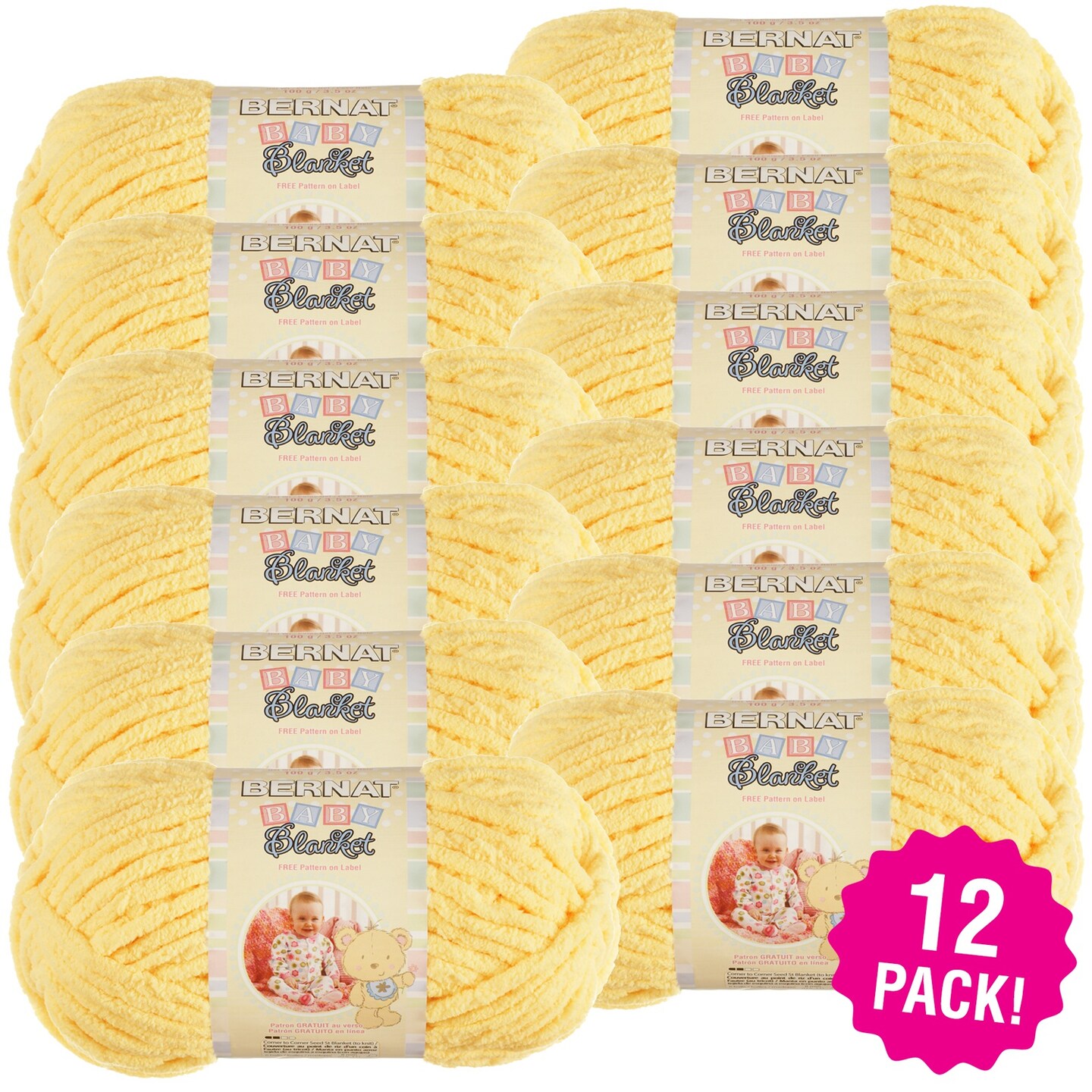 Multipack of 12 - Bernat Baby Blanket Yarn-Yellow