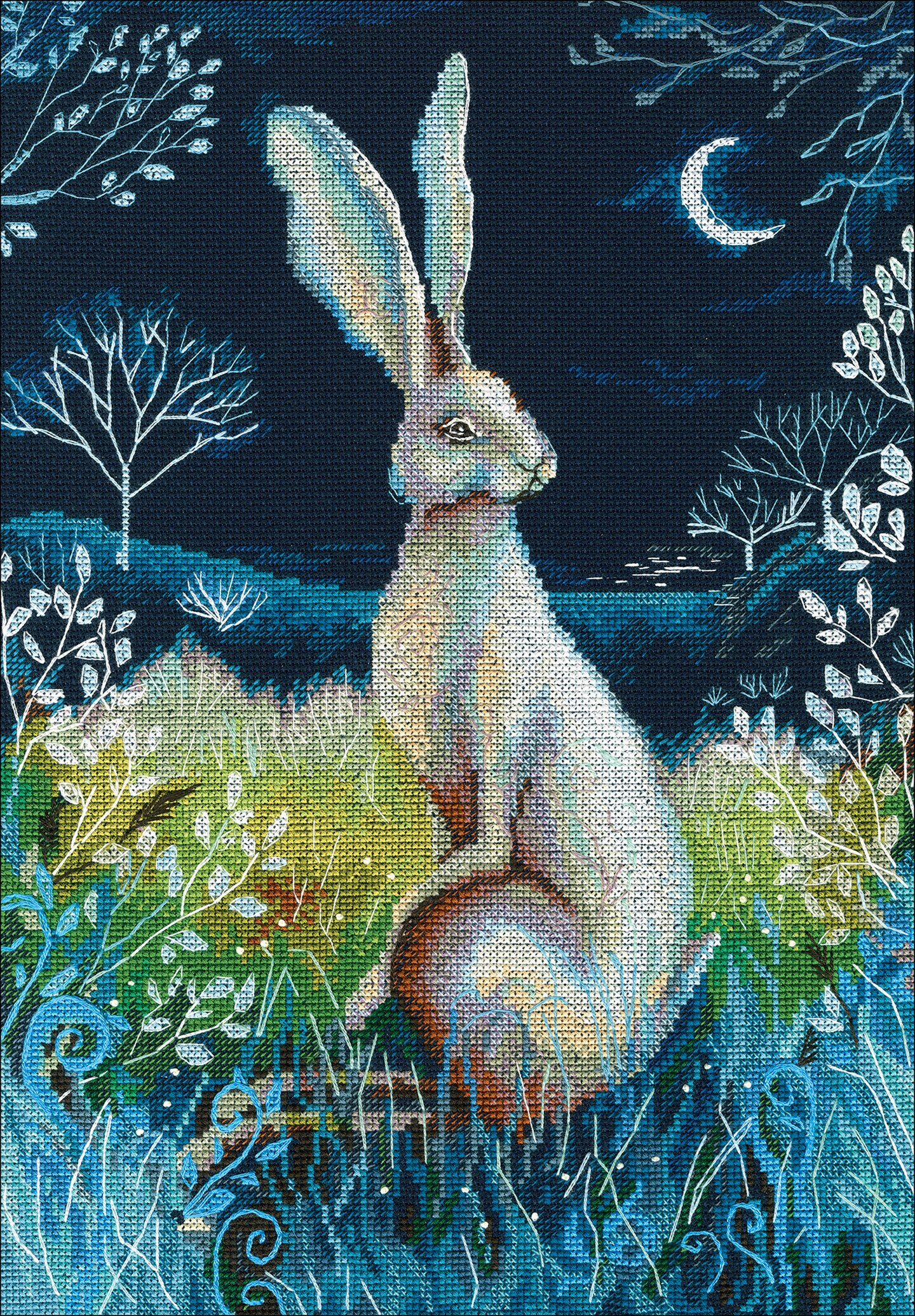 RTO Counted Cross Stitch Kit 10.04&#x22;X14.17&#x22;-Hare By Night (14 Count)