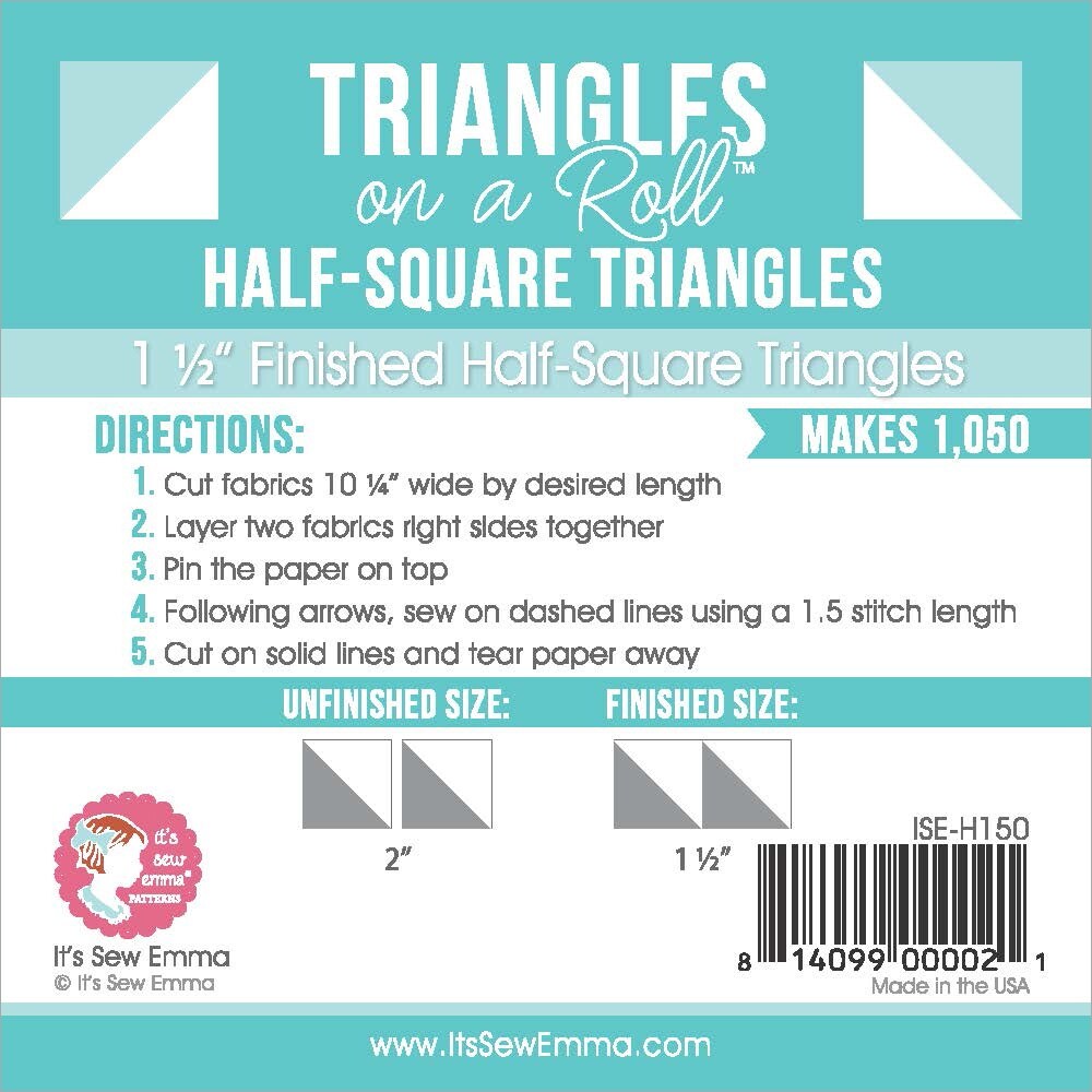 It's Sew Emma Half-Square Triangles On A Roll-50' 1.5" Finished Size