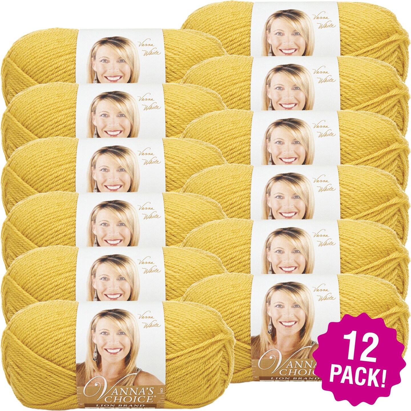 (12 Pack) Lion Brand Vanna&#x27;s Choice Yarn - Mustard