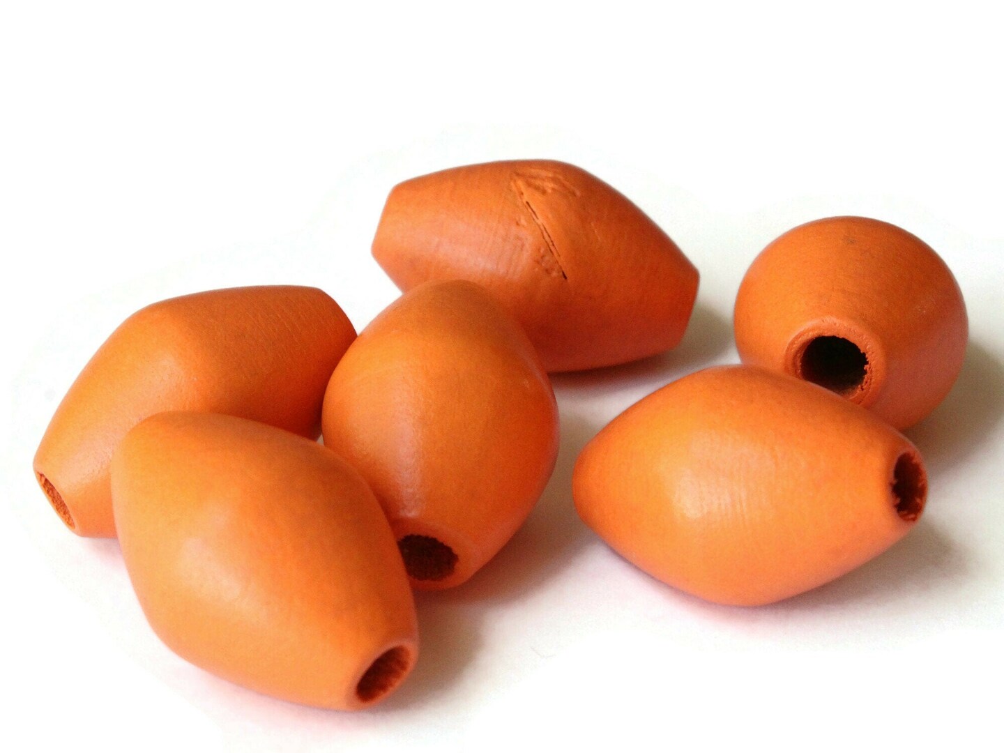 6 29mm Orange Wooden Bicone Beads