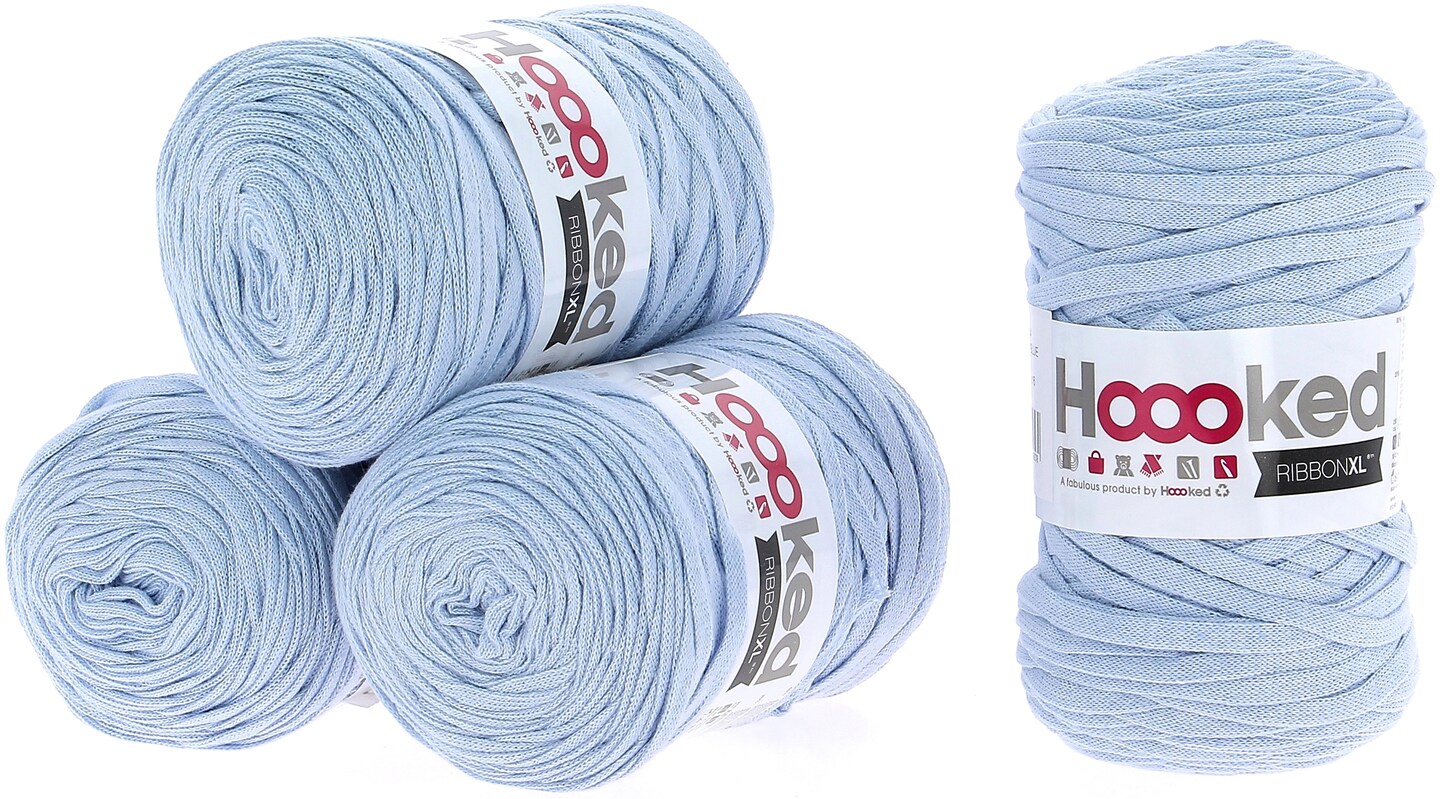 Set 3 Rotoli Hoooked RibbonXL - Filato Tessile Gigante In T-shirt Riciclata, 120 Metri Totali, Colore Think Pink, Per Uncinetto E Macramè - copertina