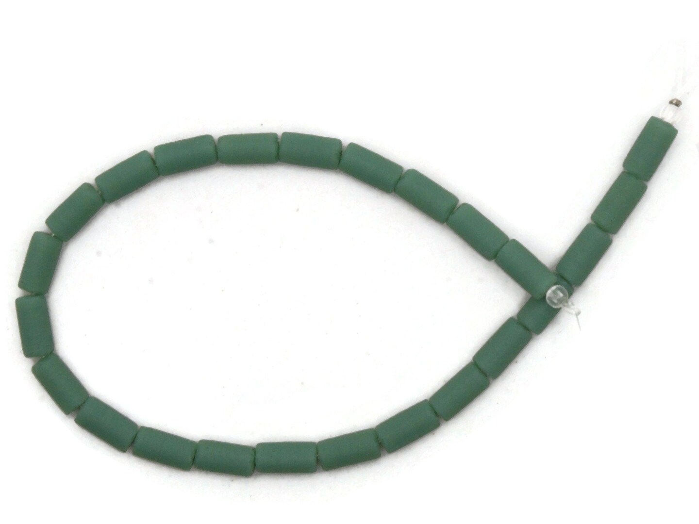 24 8mm Green Frosted Glass Tube Beads