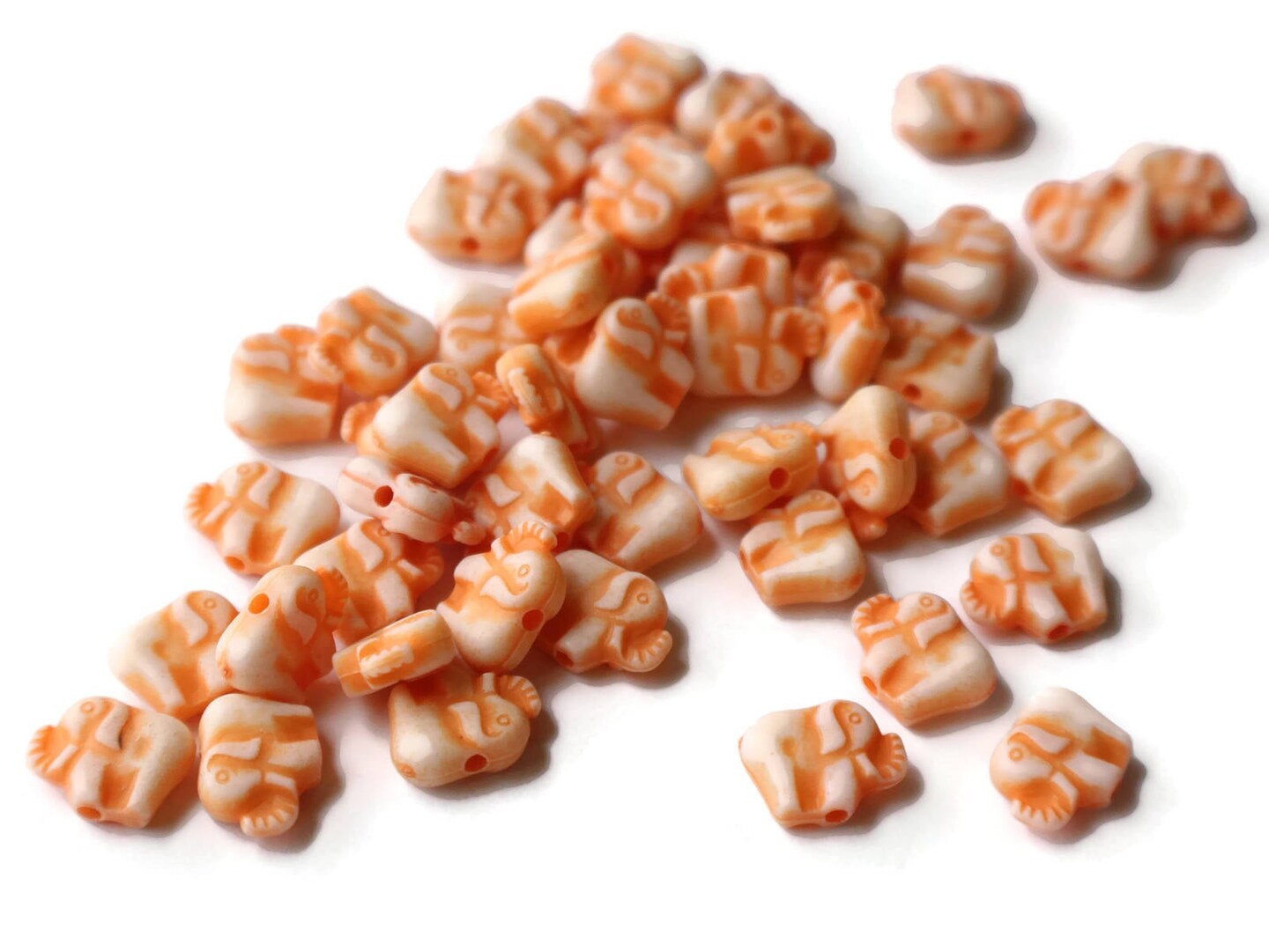 50 12mm Orange Elephants Tiny Plastic Miniature Animal Beads