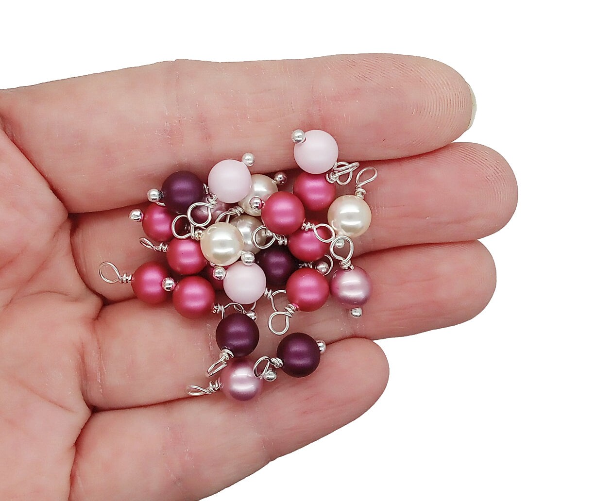 Crystal Pearl Charm Mix, Pink and Mauve Dangles, 20 piece set, Adorabilities
