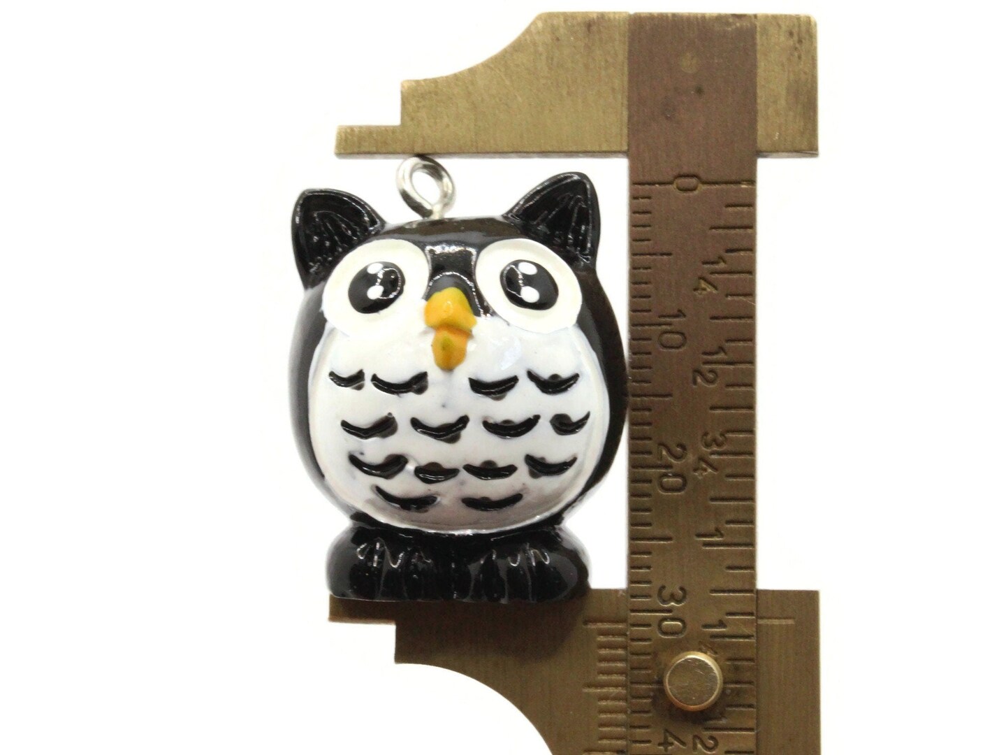 2 31mm Black Owl Resin Charms