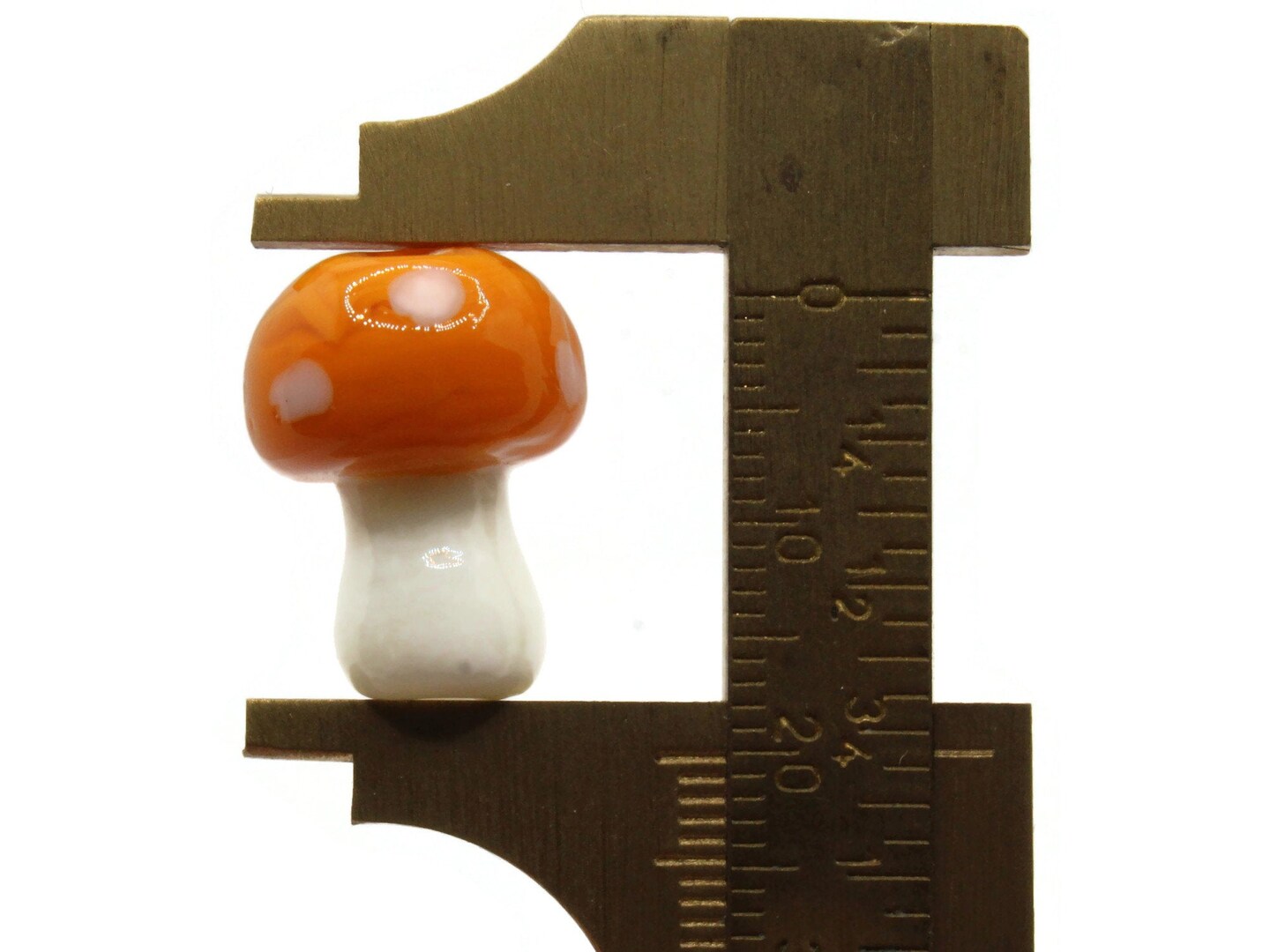 6 19mm Orange and White Mushroom Polka Dot Lampwork Glass Beads