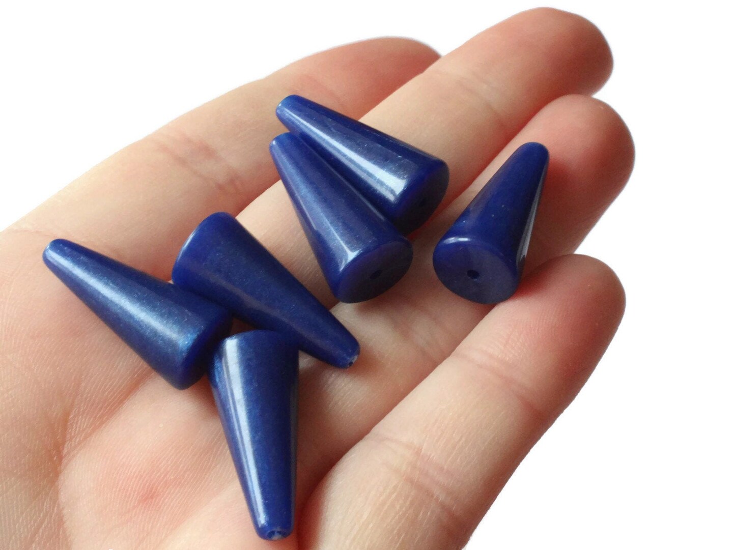 6 22mm Blue Cone Vintage Plastic Beads