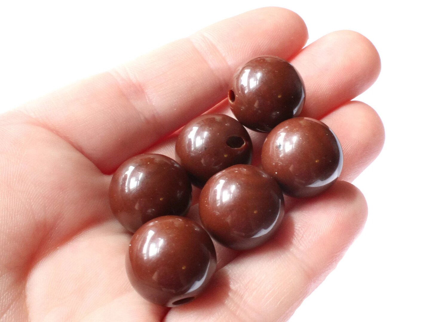 6 16mm 5/8 Inch Brown Ball Buttons Round Vintage Lucite Buttons