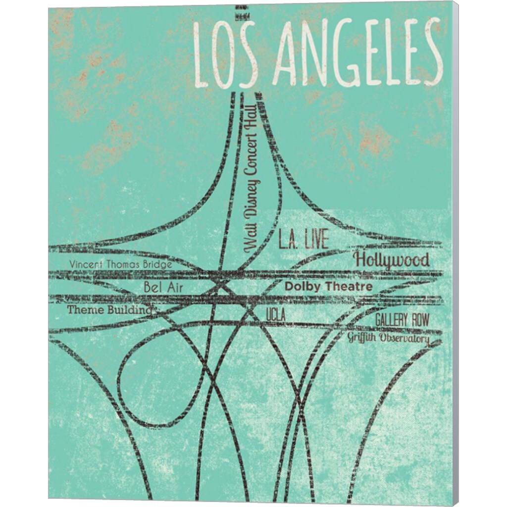 LA Roads & California Roads by SD Graphics Studio 12" x 15" Canvas Wall Art (Set of 2)