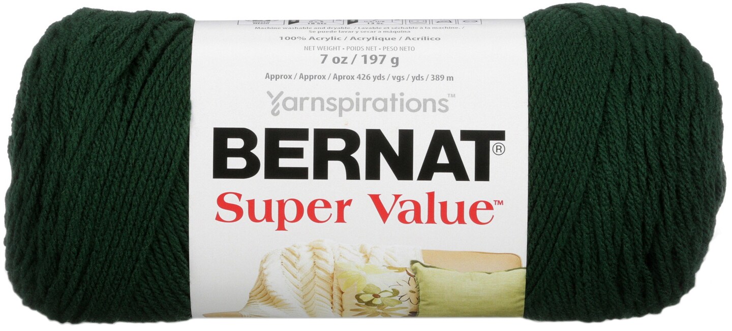 Bernat Super Value Deep Sea Green Yarn - 3 Pack of 198g/7oz - Acrylic - 4 Medium (Worsted) - 426 Yards - Knitting/Crochet