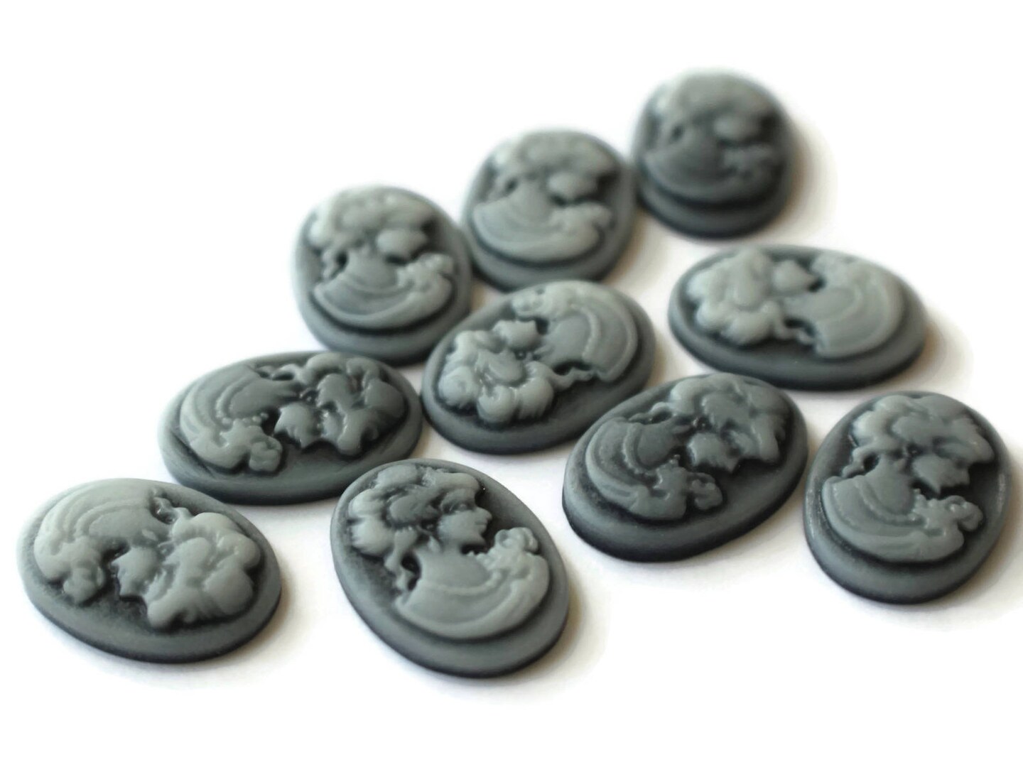 10 18x13mm Black Cameo Cabochons Resin Victorian Cameo Cabochons