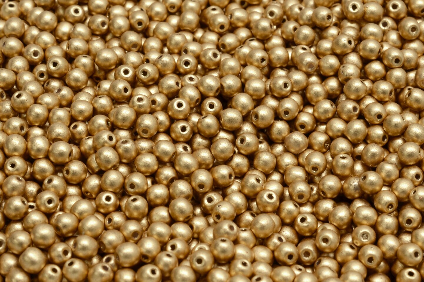 3mm Czech Round Druk Bead, Light Gold Matte, 50 pcs