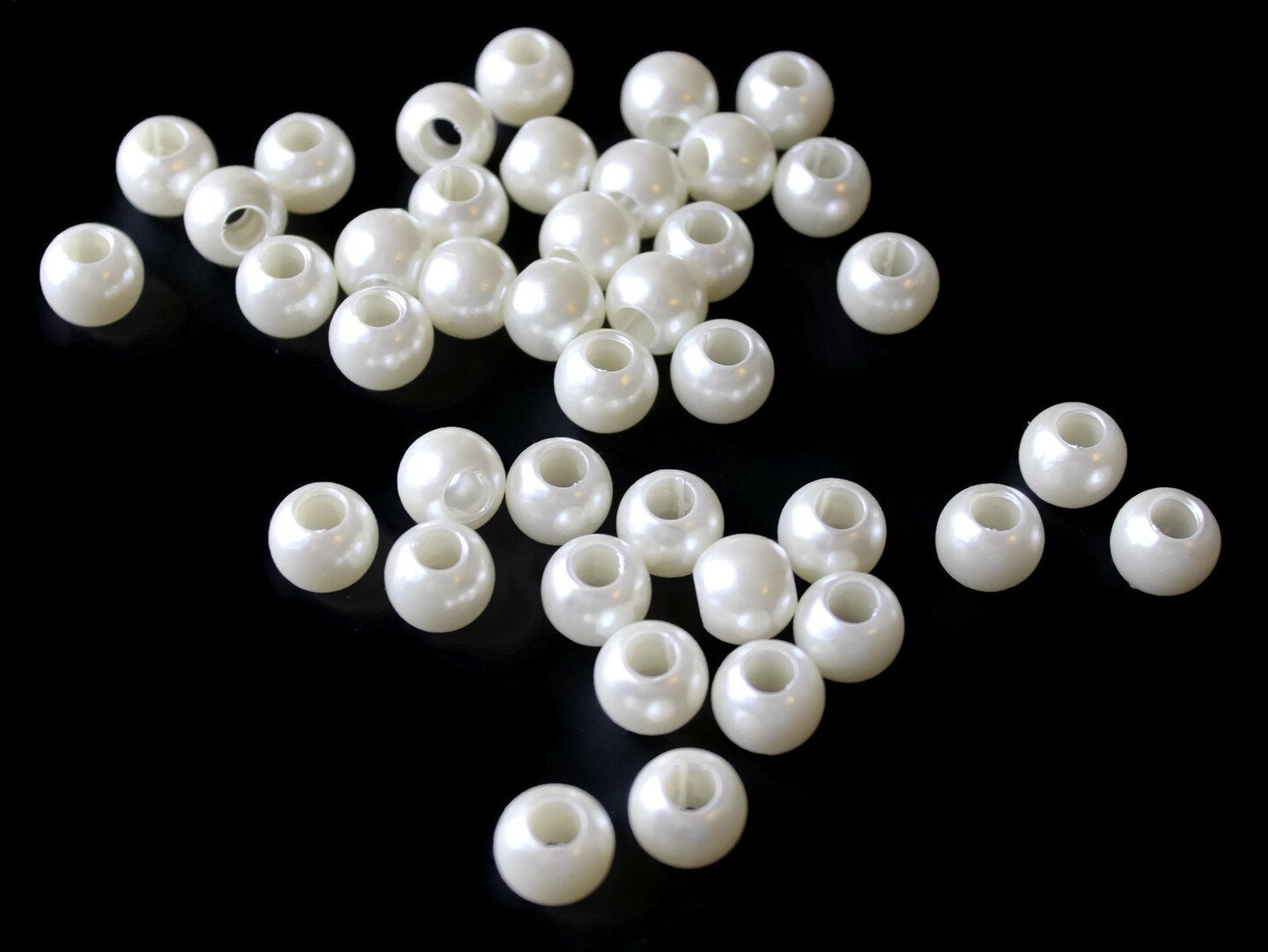 40 12mm Large Hole Pearls Round Ivory White Pearl Beads