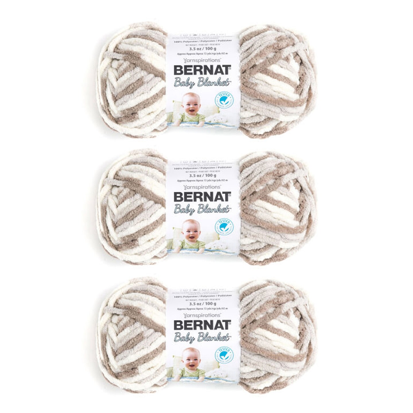 Bernat Baby Blanket Little Sand Castles Yarn - 3 Pack of 100g/3.5oz - Polyester - 6 Super Bulky - 72 Yards - Knitting/Crochet