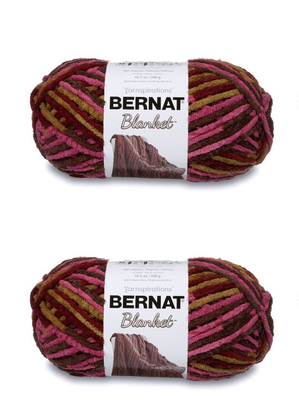 Bernat Blanket Plum Chutney Yarn - 2 Pack of 300g/10.5oz - Polyester - 6 Super Bulky - 220 Yards - Knitting/Crochet