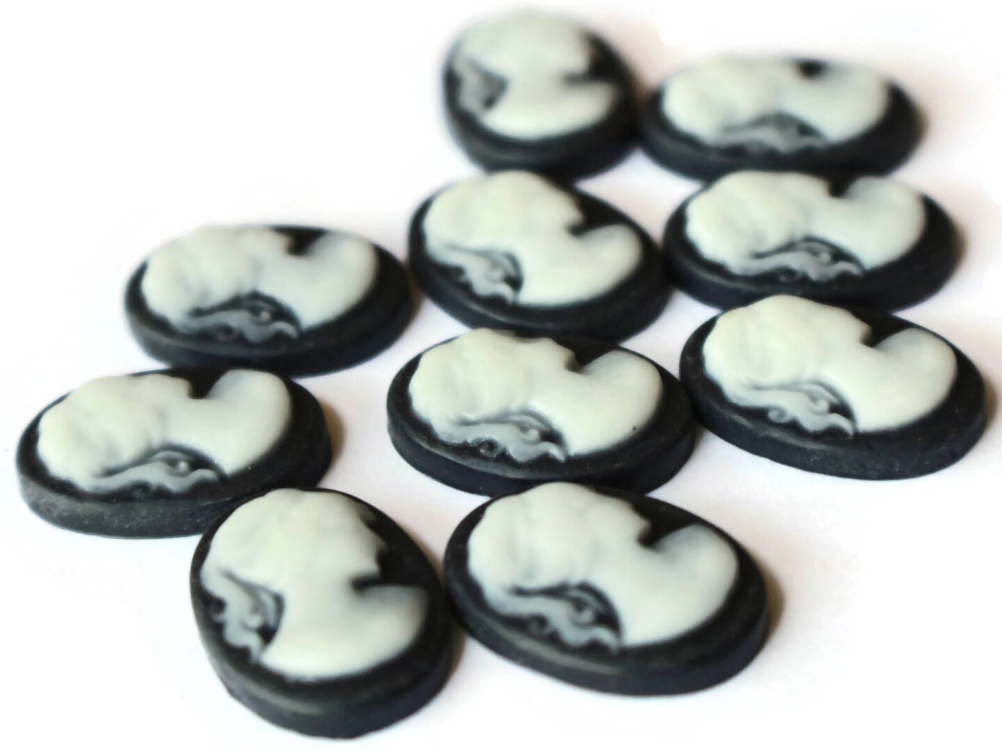 10 18x13mm Black Cameo Cabochons Resin Flat Back Greek Woman Cameo Cabochons