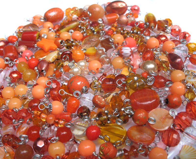 Orange Bead Charms Grab Bag, Bulk Glass &#x26; Acrylic Dangle Charms, Adorabilities