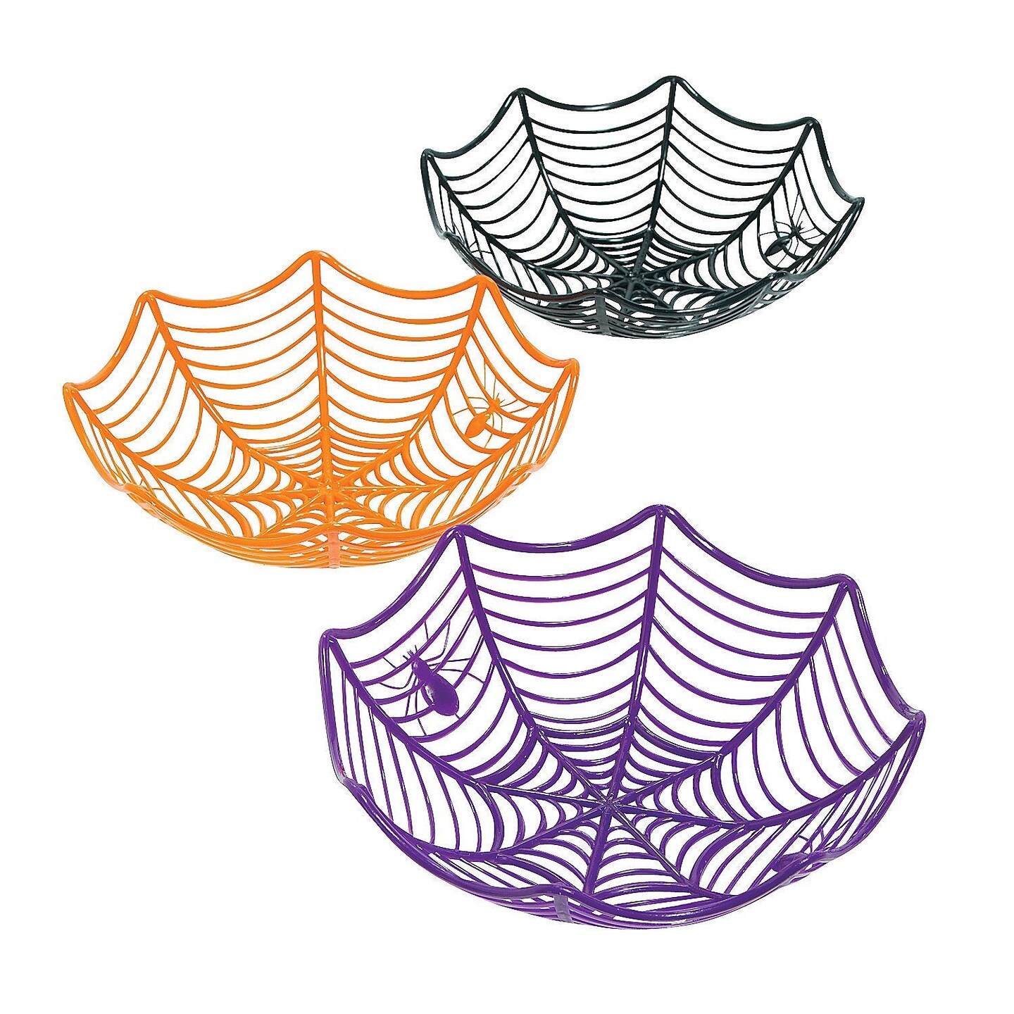 Fun Express Spider Web Basket (3 pc) for Halloween Party Supplies