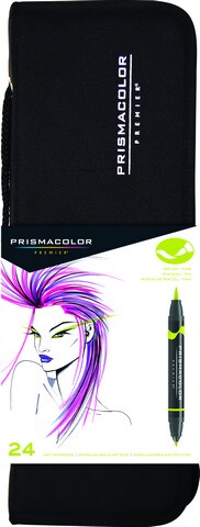 Art Markers Pen Set Prismacolor Double Ended 24 Color Artist Draw Paint +  Case
