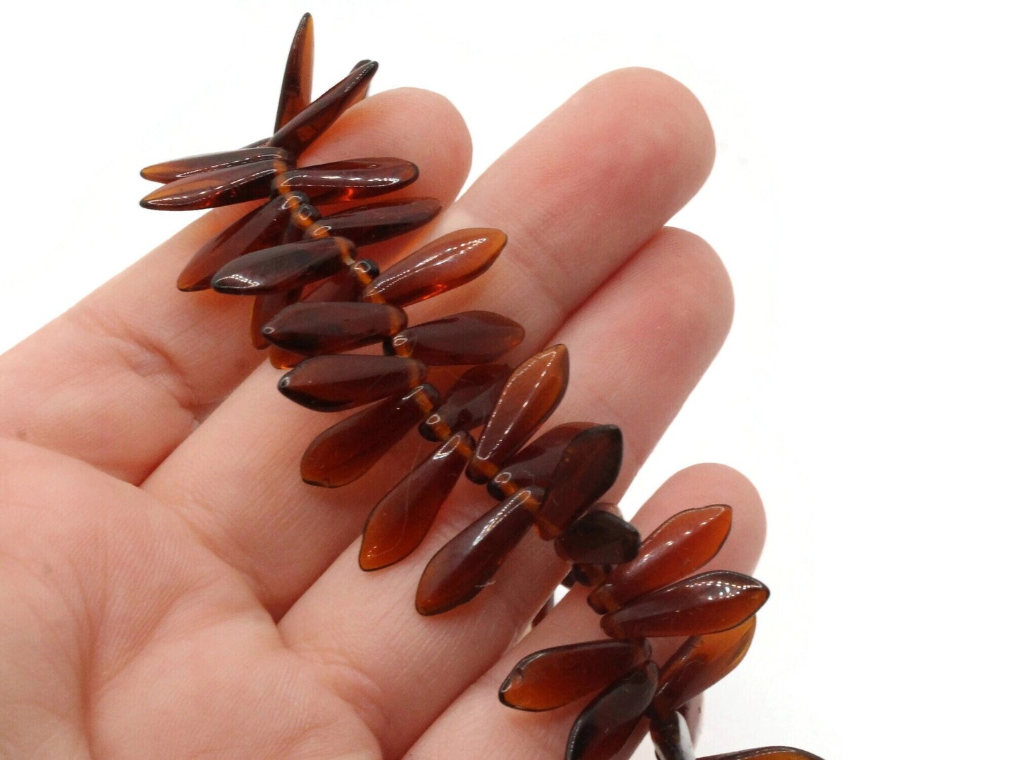140 16mm Brown Dagger Beads Czech Glass Beads