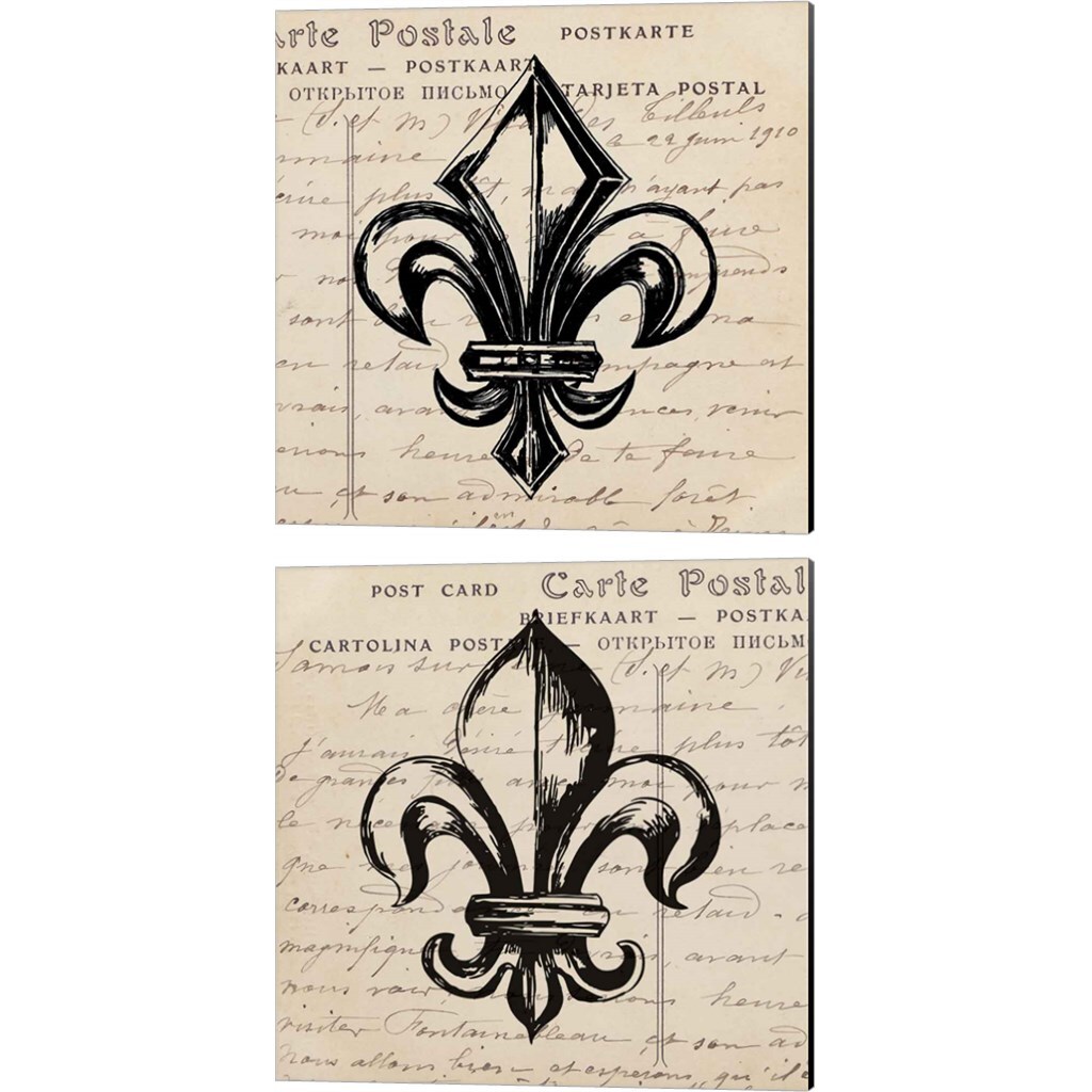 Fleur De Lis by Sabine Berg 14" x 14" Canvas Wall Art (Set of 2)