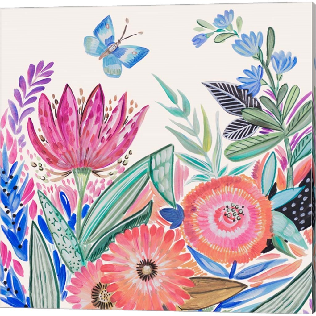 Spring Flower Garden by Ani Del Sol 14" x 14" Canvas Wall Art (Set of 2)