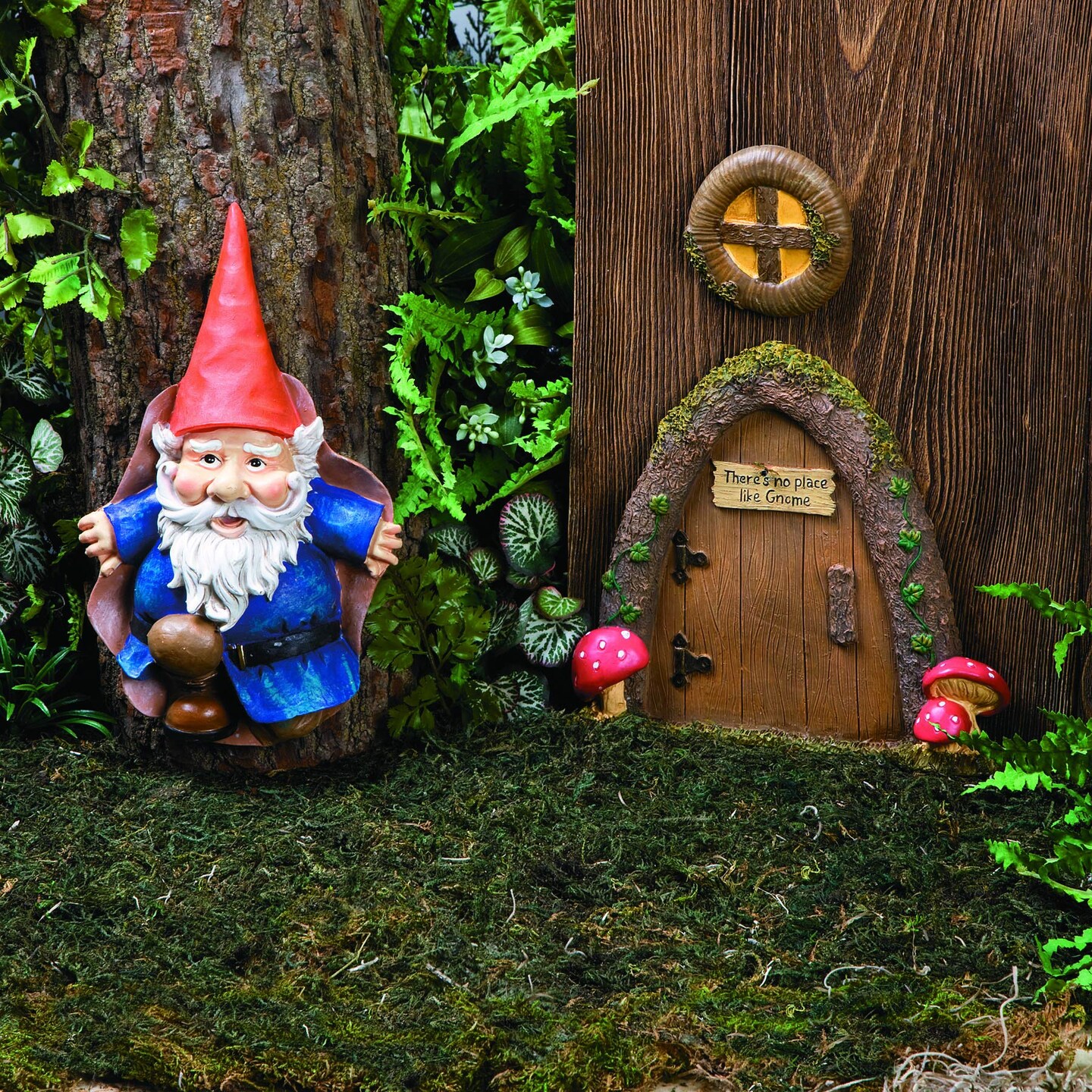 Fun Express Christmas Garden Gnome Home Door in a Tree Art Pieces Outdoor Yard Decor