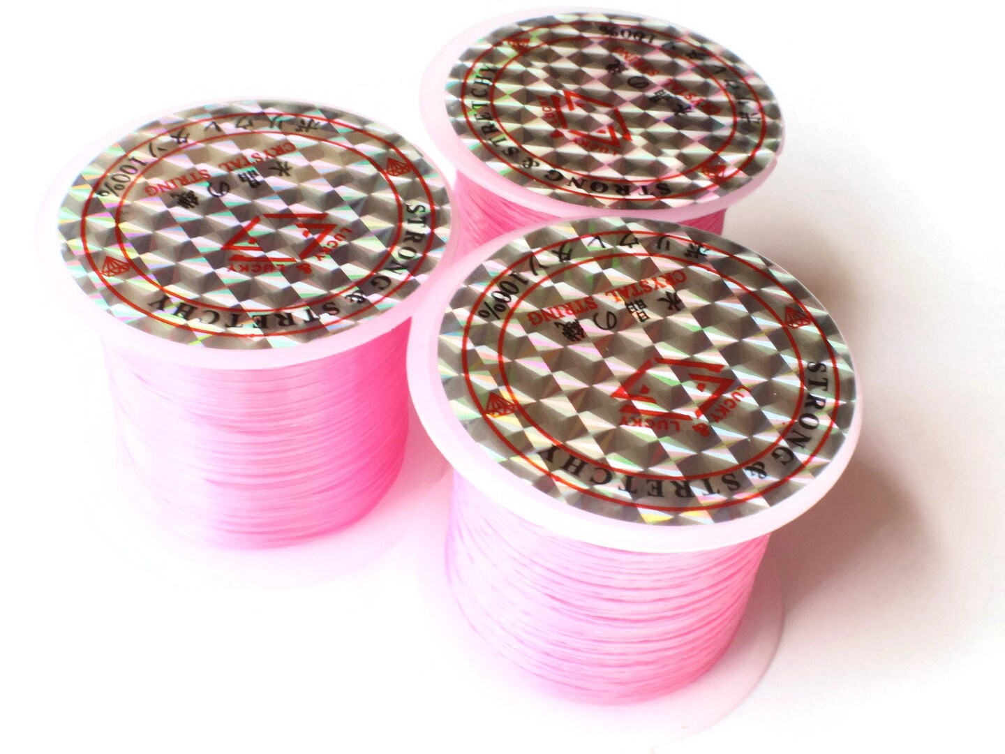 3 Rolls Thread Bubblegum Pink Elastic Cord 0.8mm Elastic Thread 10 Meters per roll