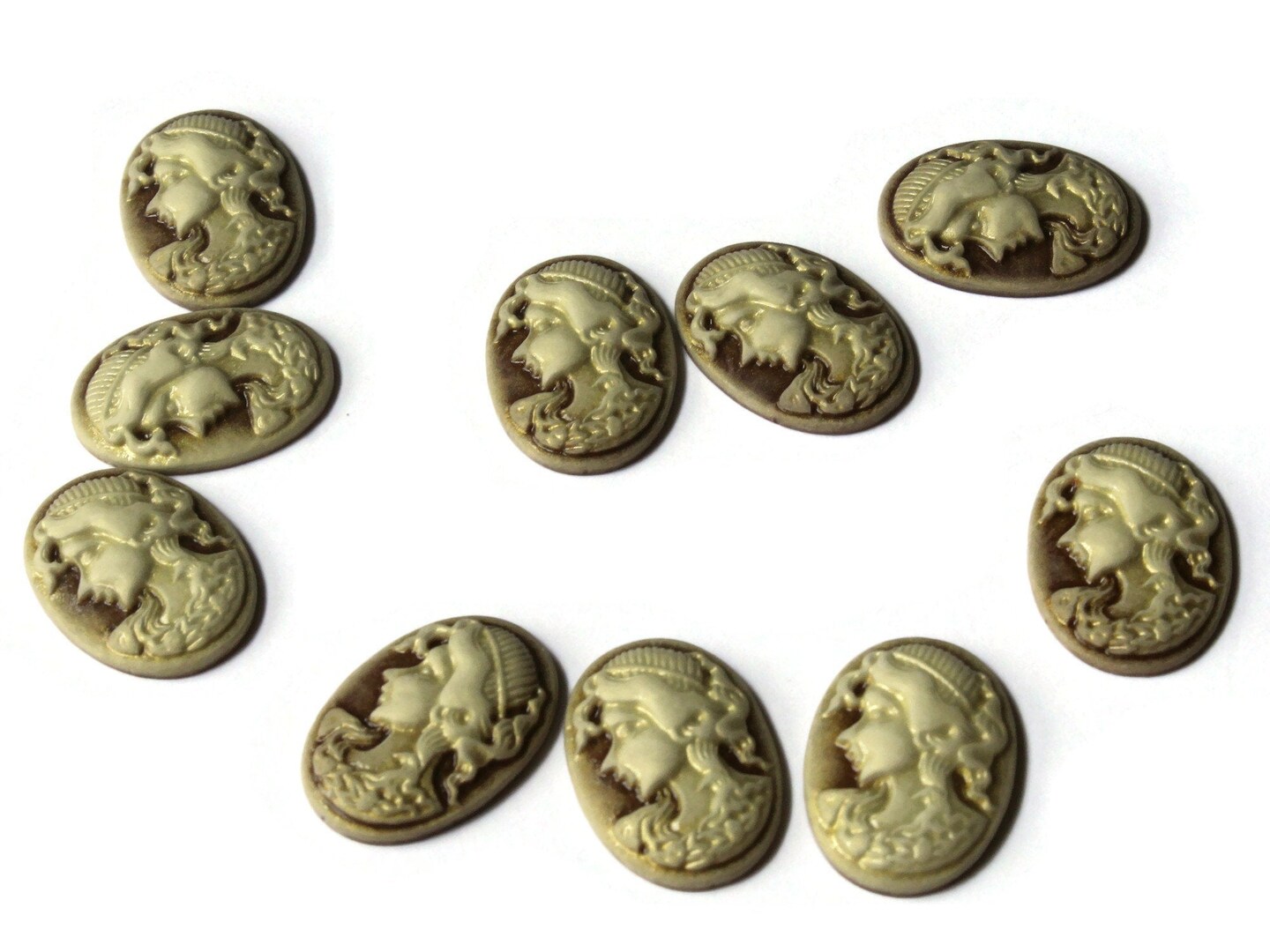 10 25mm x 18mm Brown Cameo Cabochons Resin Woman Face Cameo Cabochons