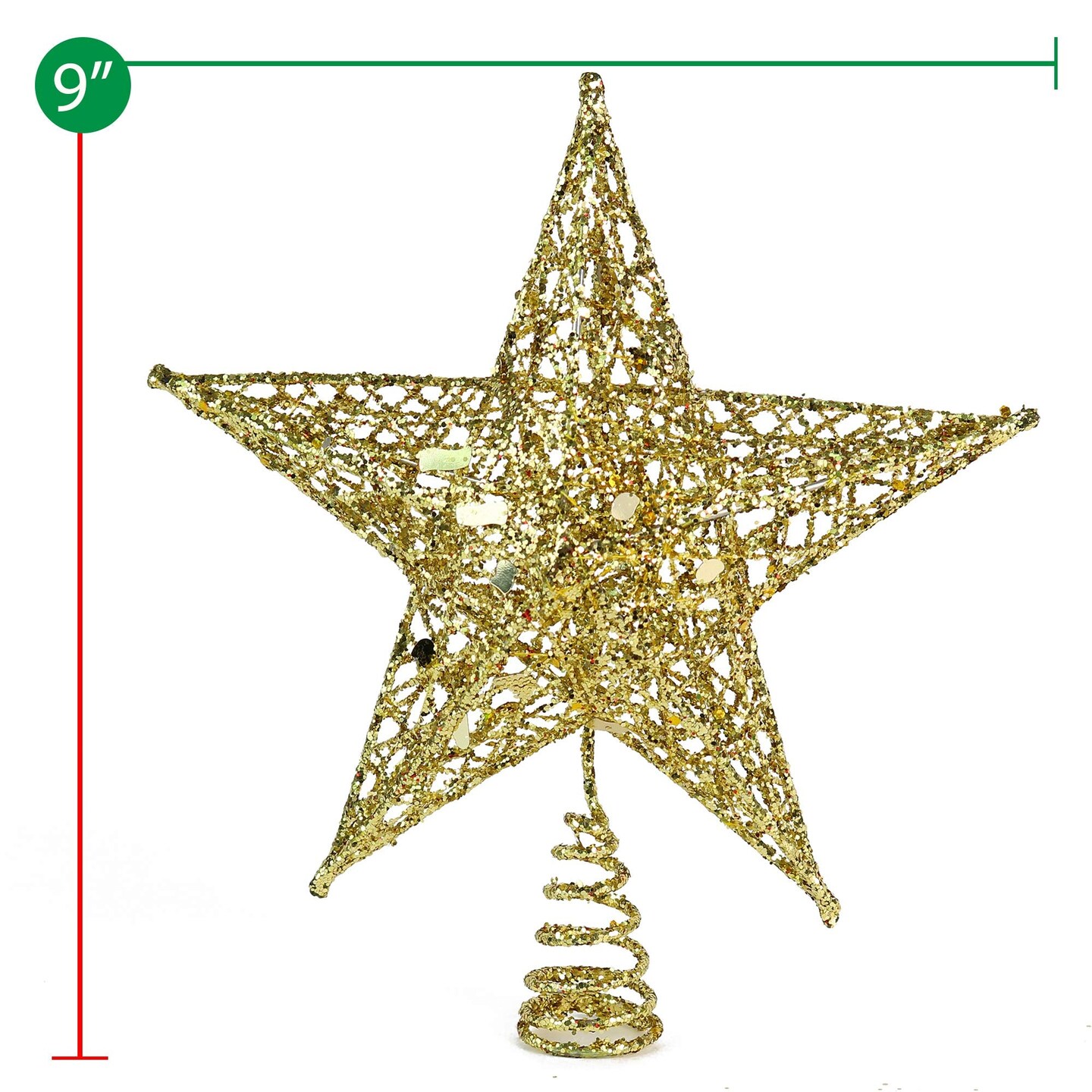 Ornativity Gold Star Tree Topper - Christmas Glitter Star Ornament Treetop Decoration