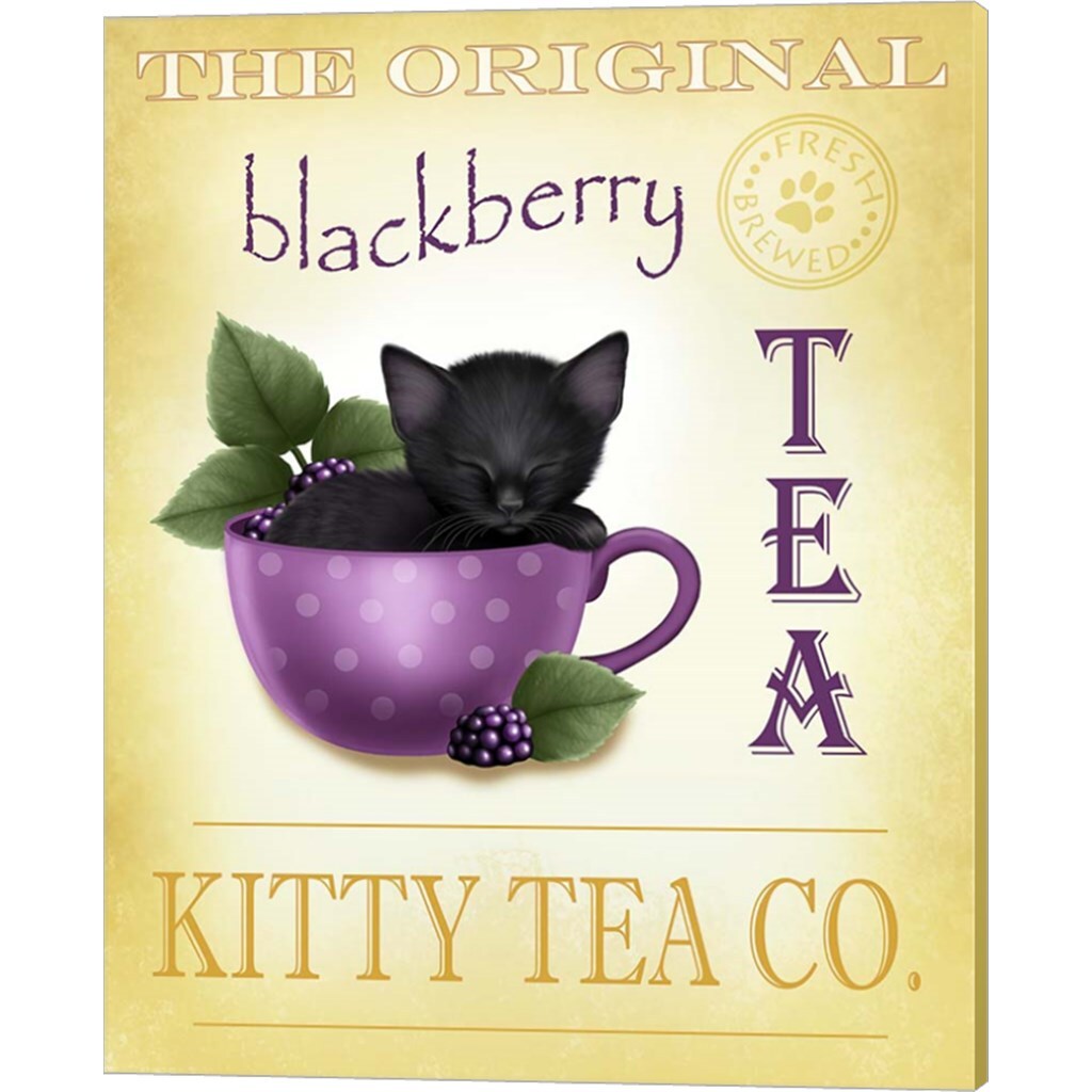 Blackberry &#x26; Chamomile Tea Cat by Melissa Dawn 12&#x22; x 15&#x22; Canvas Wall Art (Set of 2)