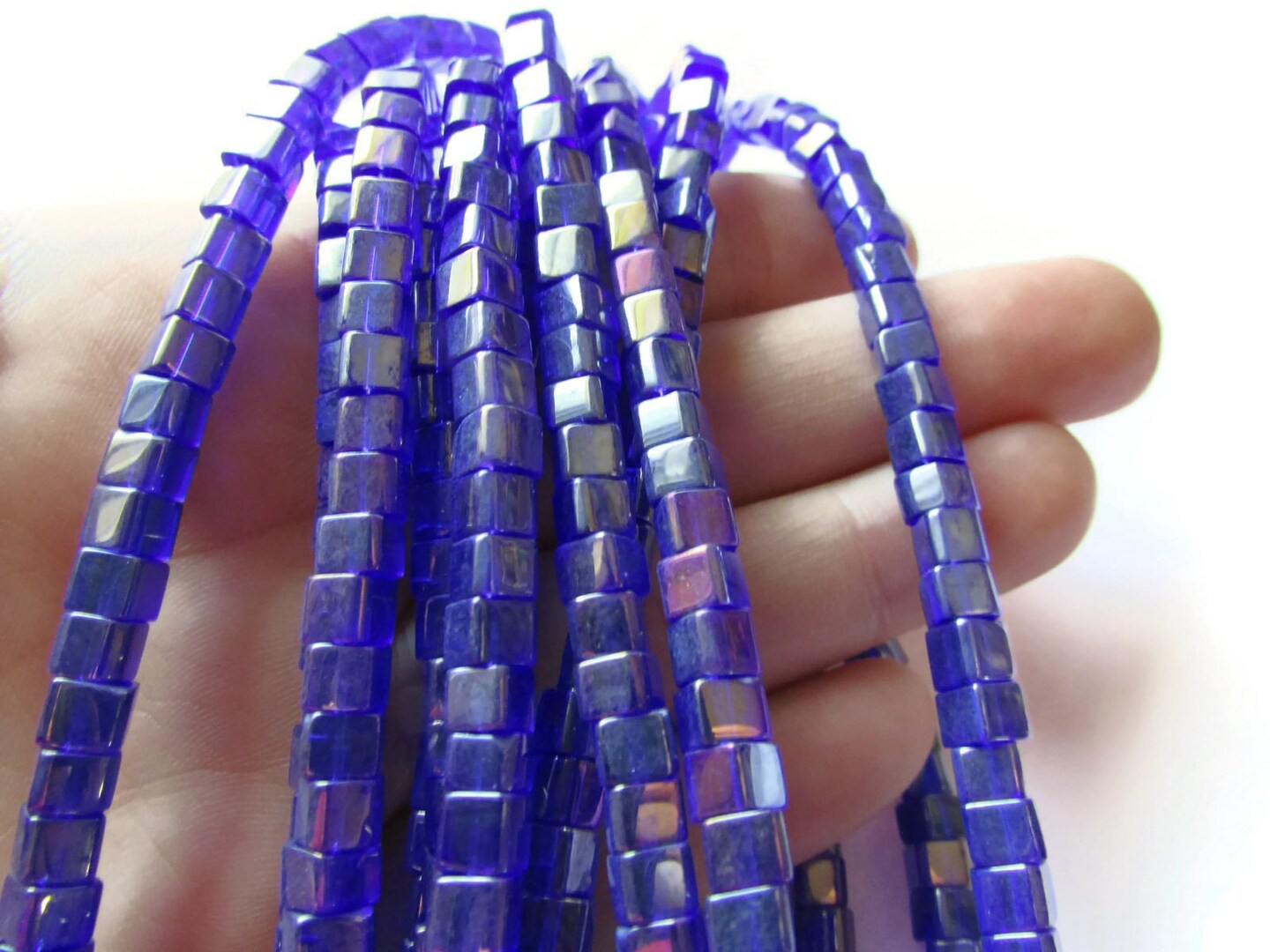 5mm Royal Blue Crystal Cube Beads AB Finished Crystal Glass Beads